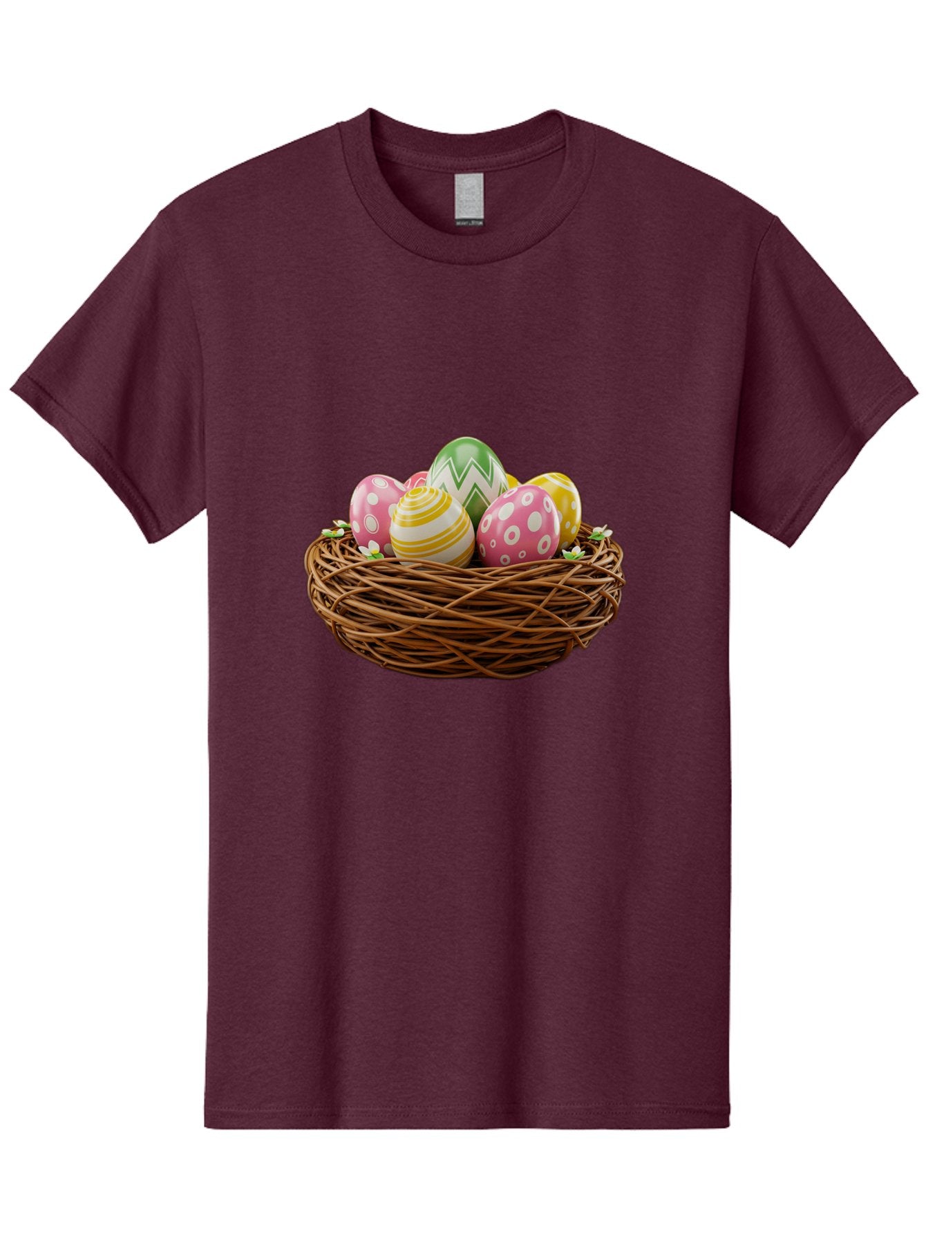 Easter-Eggs-In-Basket-1 Men'S Graphic Tee, 100% Cotton, Comfortable Casual Summer Wear, Machine Washable, Easter Eggs In A Nest, Decorative Eggs, Spring Holiday, Twig Nest, Colorful Eggs, Easter Decorations, Festive Easter Eggs, Egg Hunt, Baa615 13
