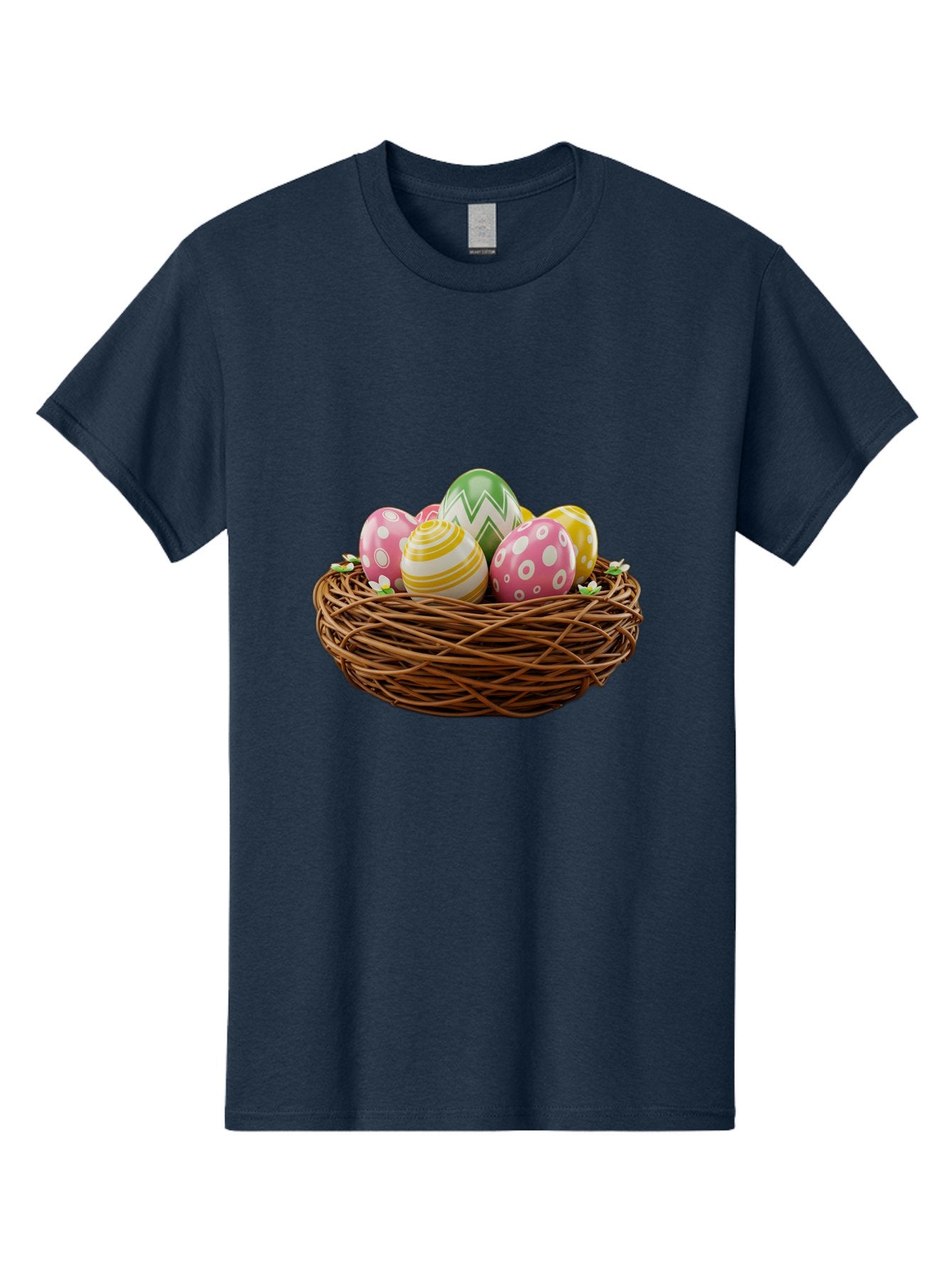 Easter-Eggs-In-Basket-1 Men'S Graphic Tee, 100% Cotton, Comfortable Casual Summer Wear, Machine Washable, Easter Eggs In A Nest, Decorative Eggs, Spring Holiday, Twig Nest, Colorful Eggs, Easter Decorations, Festive Easter Eggs, Egg Hunt, Baa615 15