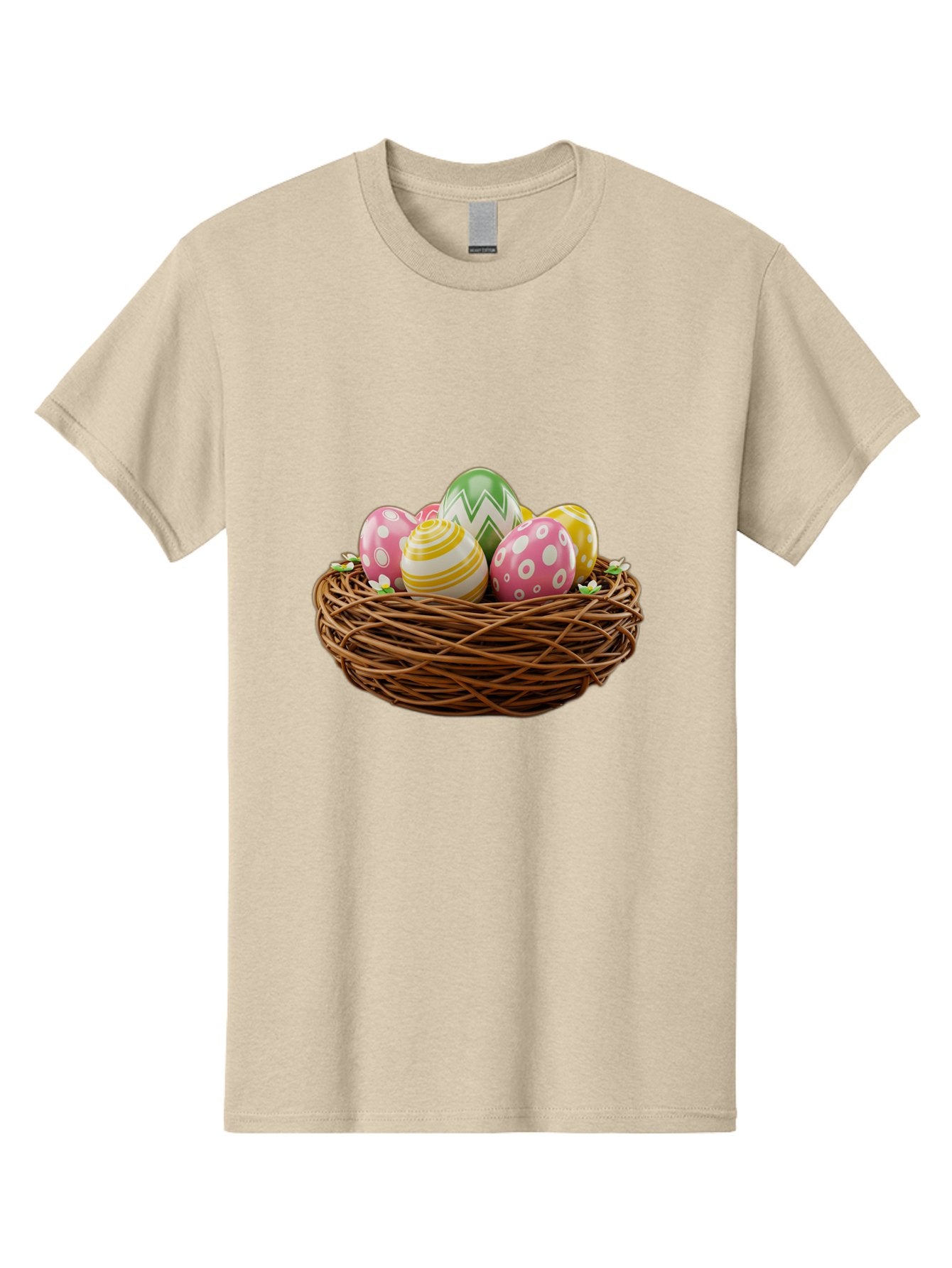 Easter-Eggs-In-Basket-1 Men'S Graphic Tee, 100% Cotton, Comfortable Casual Summer Wear, Machine Washable, Easter Eggs In A Nest, Decorative Eggs, Spring Holiday, Twig Nest, Colorful Eggs, Easter Decorations, Festive Easter Eggs, Egg Hunt, Baa615 5
