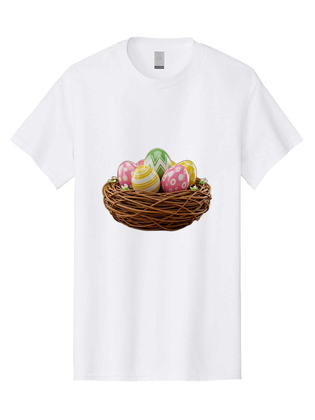 Easter-Eggs-In-Basket-1 Men'S Graphic Tee, 100% Cotton, Comfortable Casual Summer Wear, Machine Washable, Easter Eggs In A Nest, Decorative Eggs, Spring Holiday, Twig Nest, Colorful Eggs, Easter Decorations, Festive Easter Eggs, Egg Hunt, Baa615 7