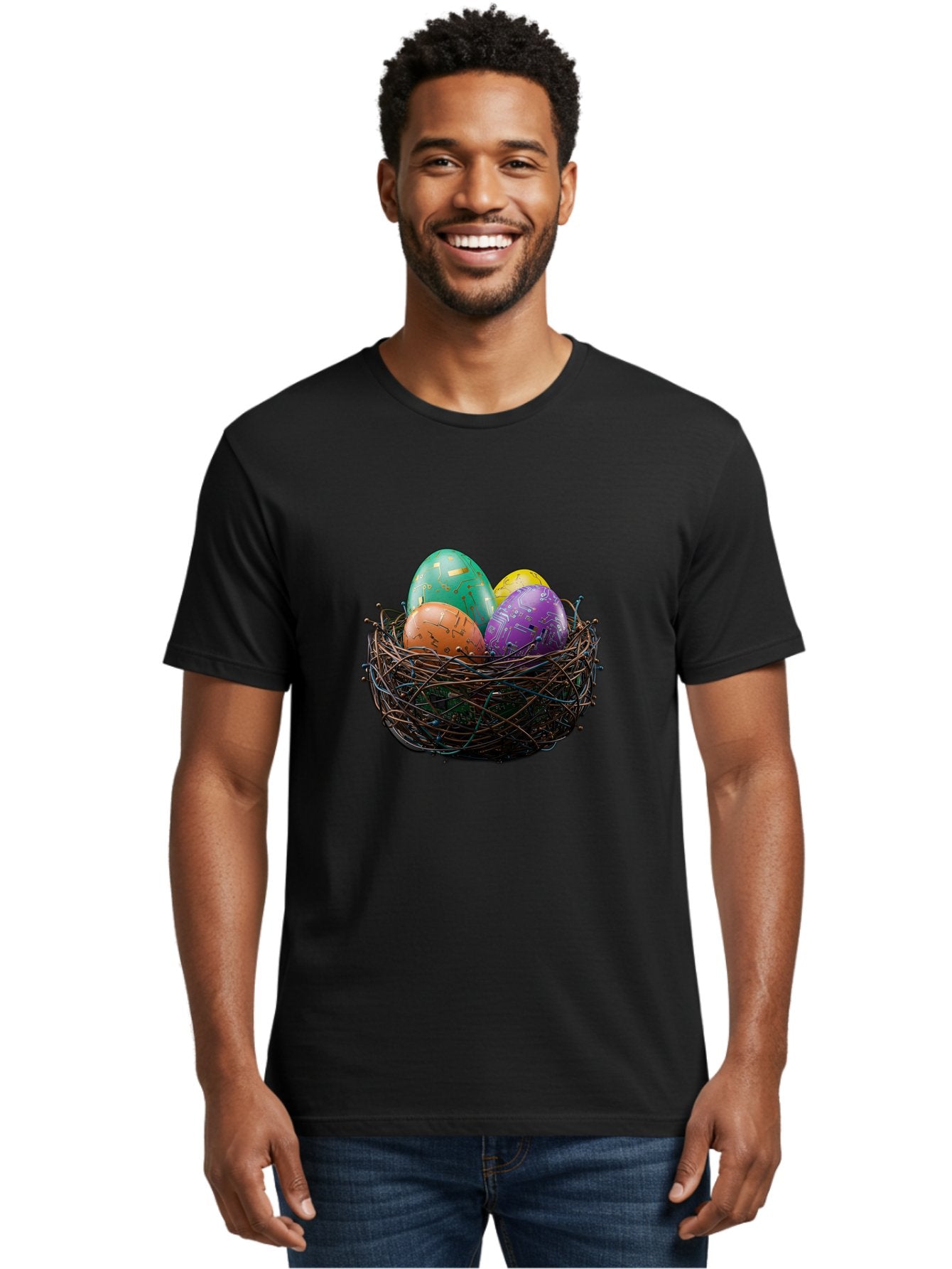 Easter-Eggs-In-Nest-1 Men'S Graphic Tee, 100% Cotton, Comfortable Casual Summer Wear, Machine Washable, Colorful Easter Eggs, Decorative Eggs, Easter Basket, Nest, Vibrant Colors, Festive Decorations, Spring Theme, Easter Celebration Baa617 27