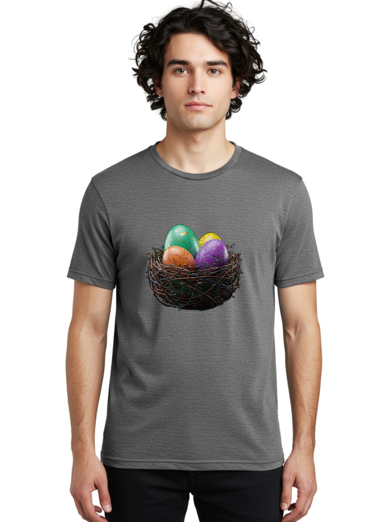Easter-Eggs-In-Nest-1 Men'S Graphic Tee, 100% Cotton, Comfortable Casual Summer Wear, Machine Washable, Colorful Easter Eggs, Decorative Eggs, Easter Basket, Nest, Vibrant Colors, Festive Decorations, Spring Theme, Easter Celebration Baa617 23