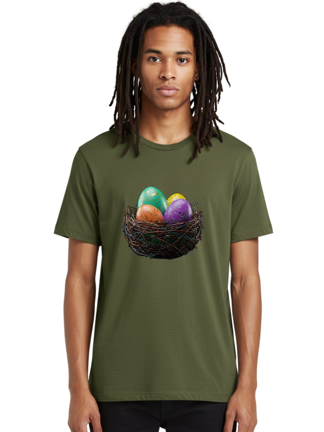 Easter-Eggs-In-Nest-1 Men'S Graphic Tee, 100% Cotton, Comfortable Casual Summer Wear, Machine Washable, Colorful Easter Eggs, Decorative Eggs, Easter Basket, Nest, Vibrant Colors, Festive Decorations, Spring Theme, Easter Celebration Baa617 18