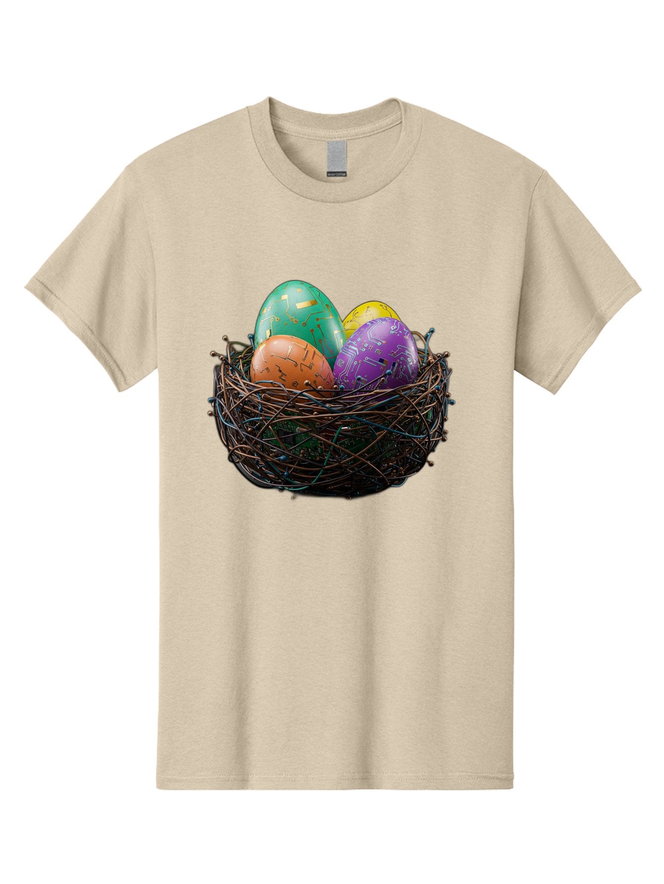 Easter-Eggs-In-Nest-1 Men'S Graphic Tee, 100% Cotton, Comfortable Casual Summer Wear, Machine Washable, Colorful Easter Eggs, Decorative Eggs, Easter Basket, Nest, Vibrant Colors, Festive Decorations, Spring Theme, Easter Celebration Baa617 3