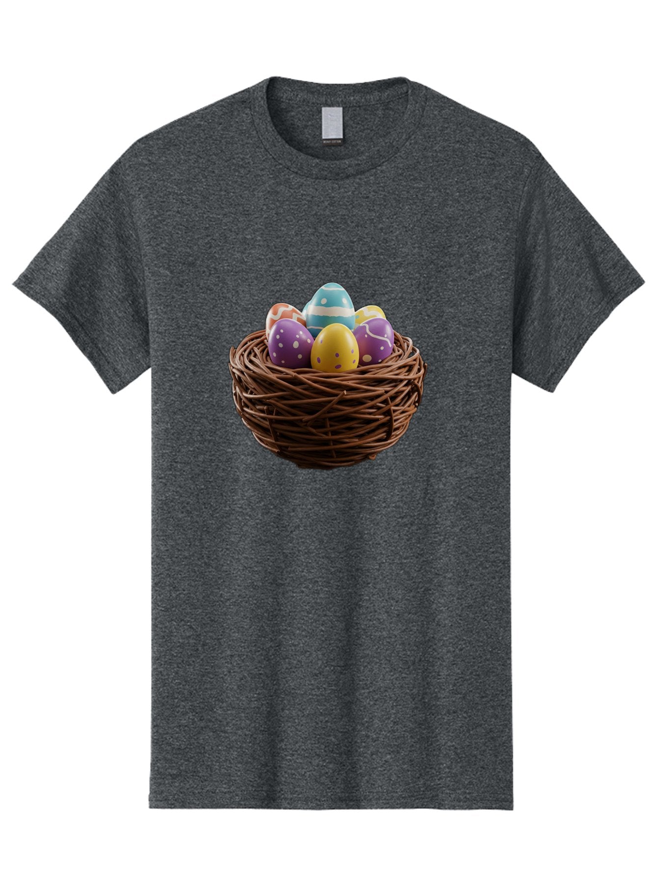 Easter-Eggs-In-Nest Men'S Graphic Tee, 100% Cotton, Comfortable Casual Summer Wear, Machine Washable, Colorful Easter Eggs, Decorated Eggs, Nest With Eggs, Easter Nest, Springtime Eggs, Easter Decoration, Vibrant Eggs, Festive Eggs, Baa620 8
