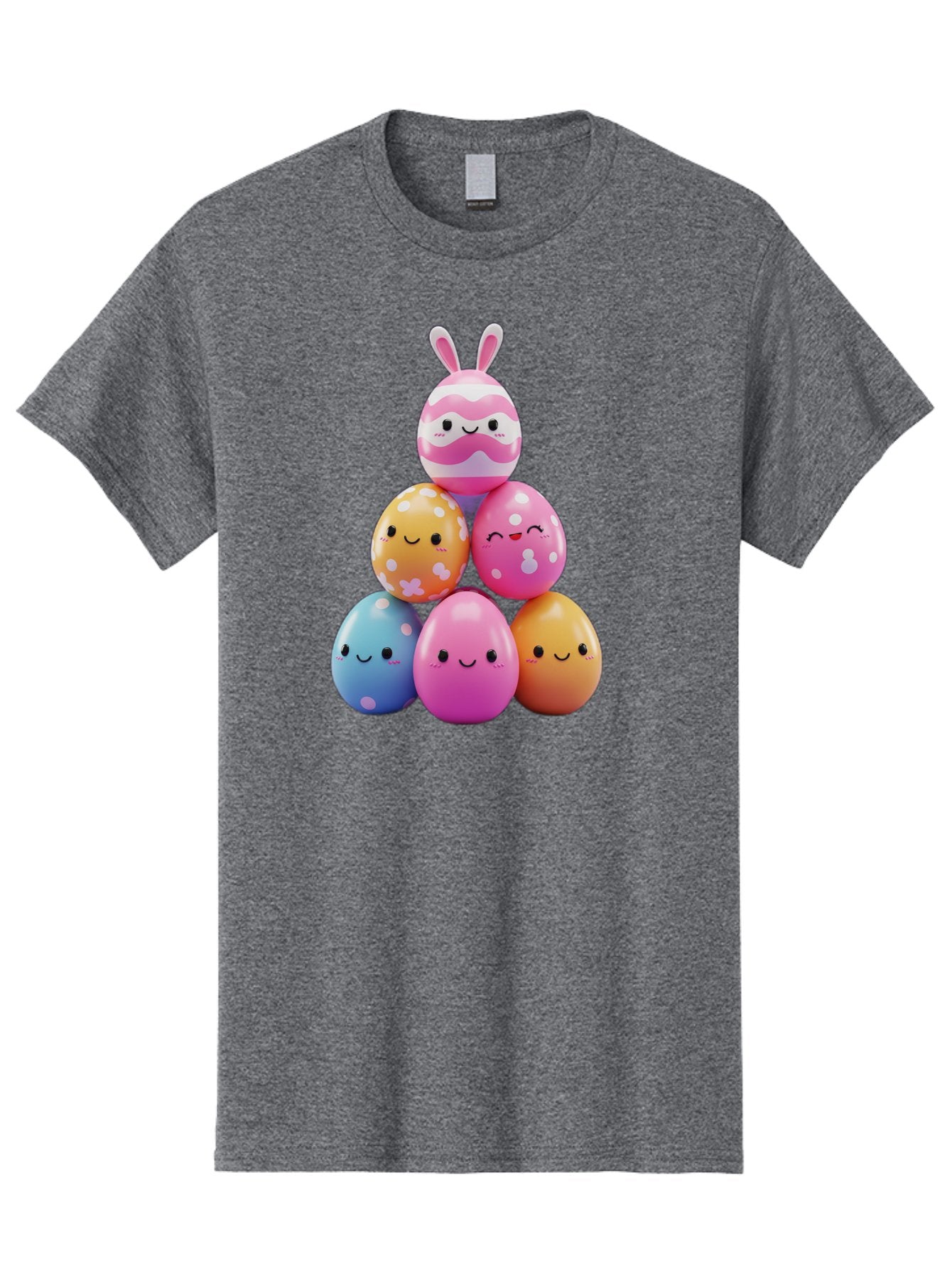 Easter-Eggs-Pyramid Men'S Graphic Tee, 100% Cotton, Comfortable Casual Summer Wear, Machine Washable, Easter Eggs, Colorful Eggs, Cute Eggs, Easter Bunny, Happy Face, Pastel Colors, Polka Dot Eggs, Easter Decoration, Spring Theme, Festive Eggs Baa622 7
