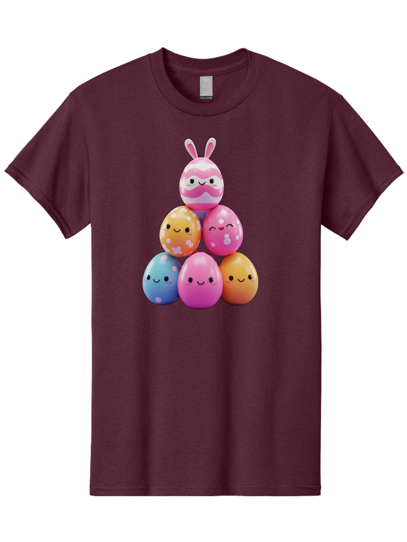 Easter-Eggs-Pyramid Men'S Graphic Tee, 100% Cotton, Comfortable Casual Summer Wear, Machine Washable, Easter Eggs, Colorful Eggs, Cute Eggs, Easter Bunny, Happy Face, Pastel Colors, Polka Dot Eggs, Easter Decoration, Spring Theme, Festive Eggs Baa622 4