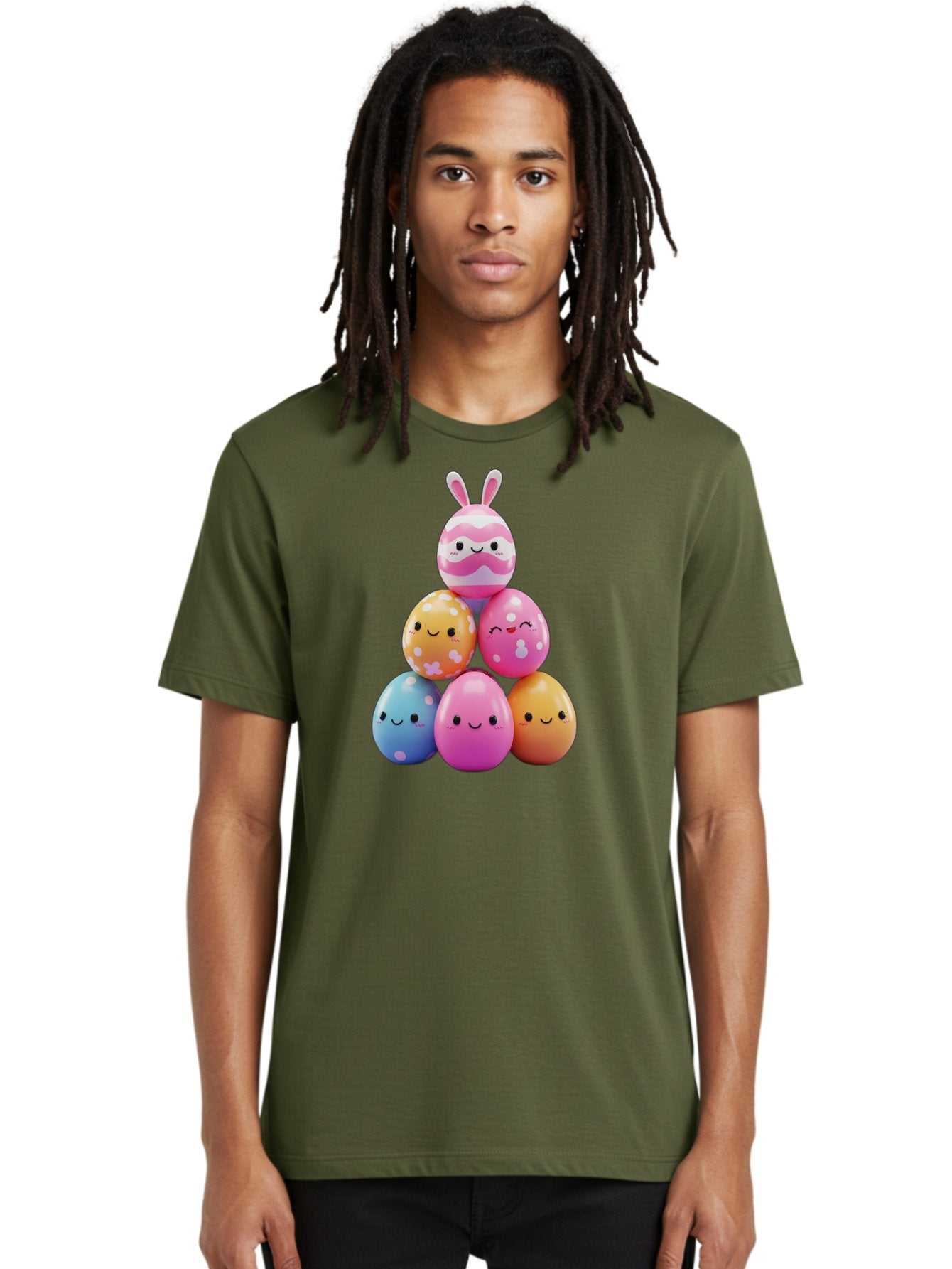 Easter-Eggs-Pyramid Men'S Graphic Tee, 100% Cotton, Comfortable Casual Summer Wear, Machine Washable, Easter Eggs, Colorful Eggs, Cute Eggs, Easter Bunny, Happy Face, Pastel Colors, Polka Dot Eggs, Easter Decoration, Spring Theme, Festive Eggs Baa622 19