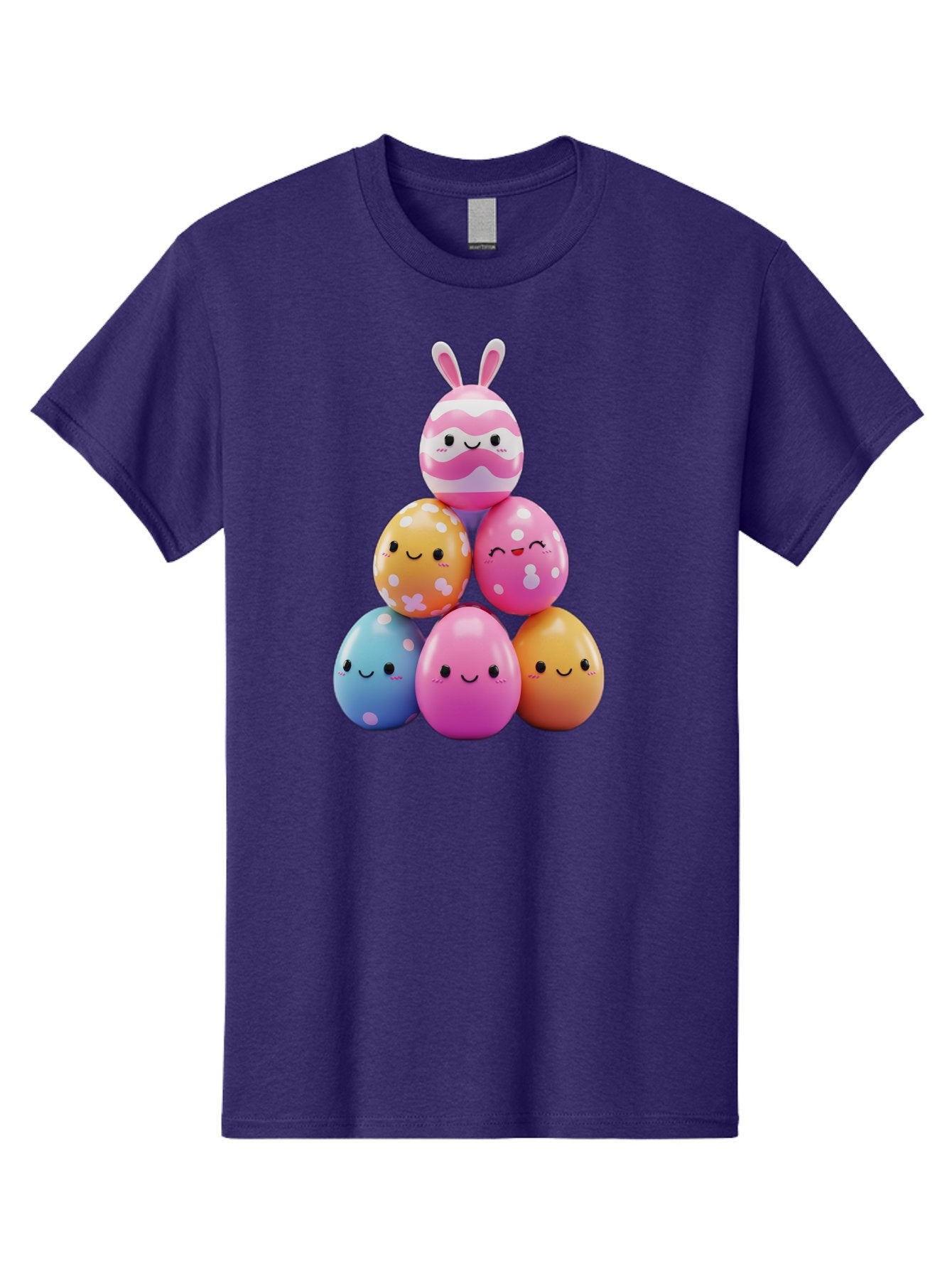Easter-Eggs-Pyramid Men'S Graphic Tee, 100% Cotton, Comfortable Casual Summer Wear, Machine Washable, Easter Eggs, Colorful Eggs, Cute Eggs, Easter Bunny, Happy Face, Pastel Colors, Polka Dot Eggs, Easter Decoration, Spring Theme, Festive Eggs Baa622 5