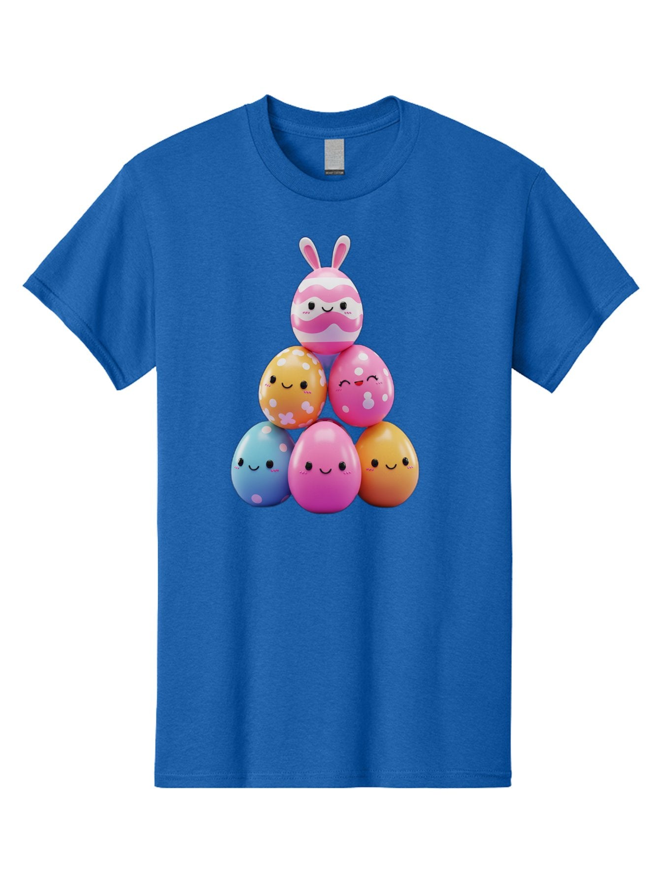 Easter-Eggs-Pyramid Men'S Graphic Tee, 100% Cotton, Comfortable Casual Summer Wear, Machine Washable, Easter Eggs, Colorful Eggs, Cute Eggs, Easter Bunny, Happy Face, Pastel Colors, Polka Dot Eggs, Easter Decoration, Spring Theme, Festive Eggs Baa622 6