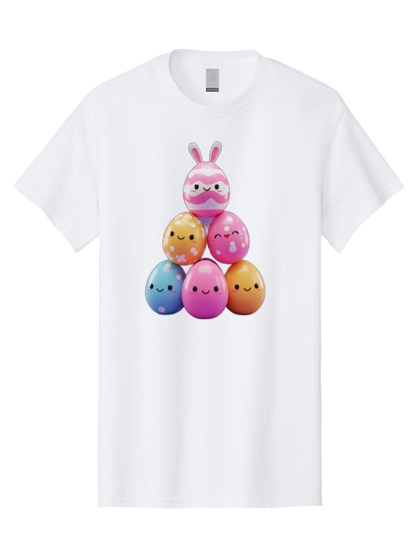 Easter-Eggs-Pyramid Men'S Graphic Tee, 100% Cotton, Comfortable Casual Summer Wear, Machine Washable, Easter Eggs, Colorful Eggs, Cute Eggs, Easter Bunny, Happy Face, Pastel Colors, Polka Dot Eggs, Easter Decoration, Spring Theme, Festive Eggs Baa622 3
