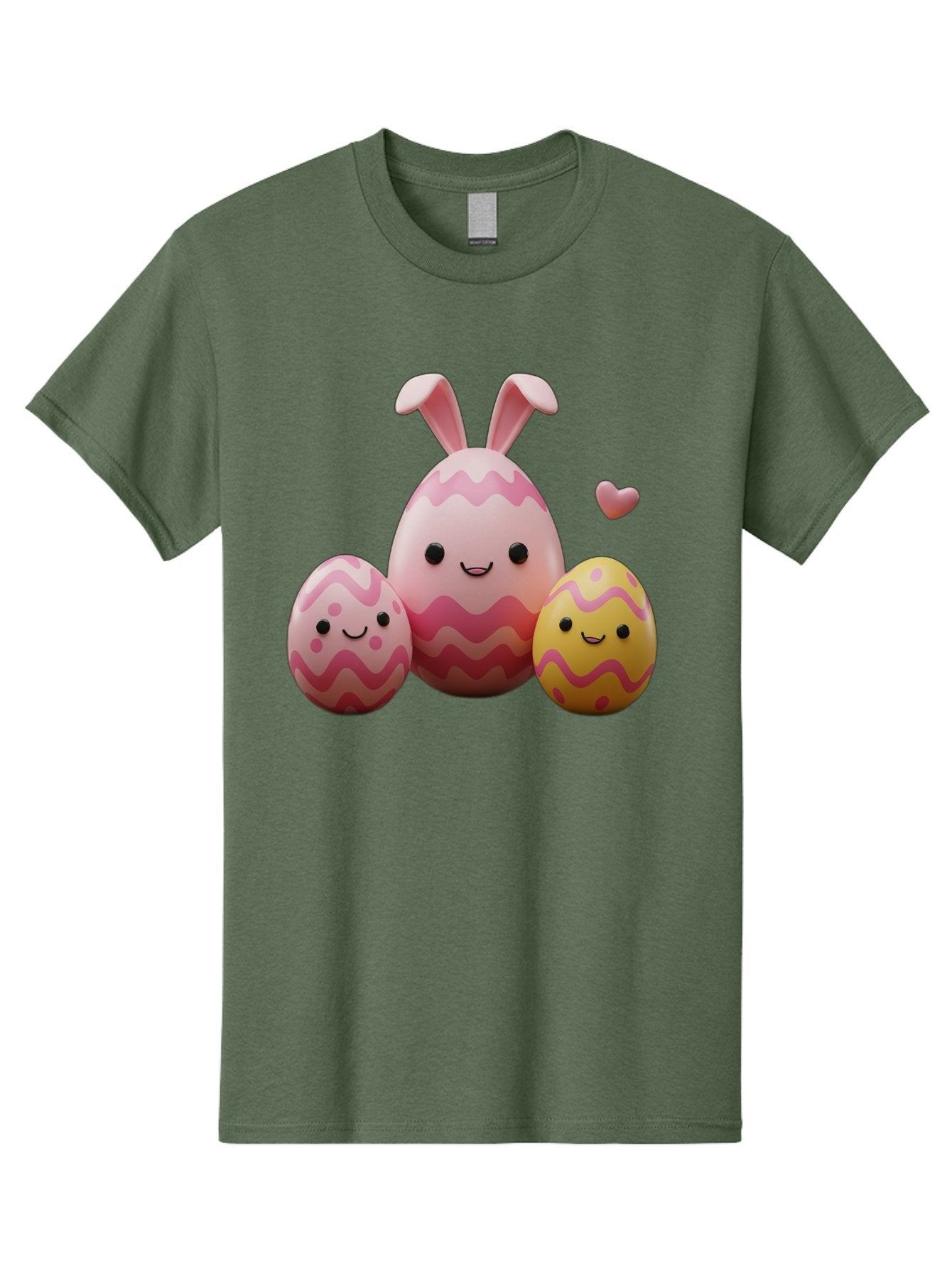 Easter-Eggs-With-Bunny-Ears-1 Men'S Graphic Tee, 100% Cotton, Comfortable Casual Summer Wear, Machine Washable, Easter Eggs, Cartoon Eggs, Happy Easter, Easter Bunny, Pink Eggs, Yellow Eggs, Cute Eggs, Smiling Faces, Pink Hearts, Baa623 15