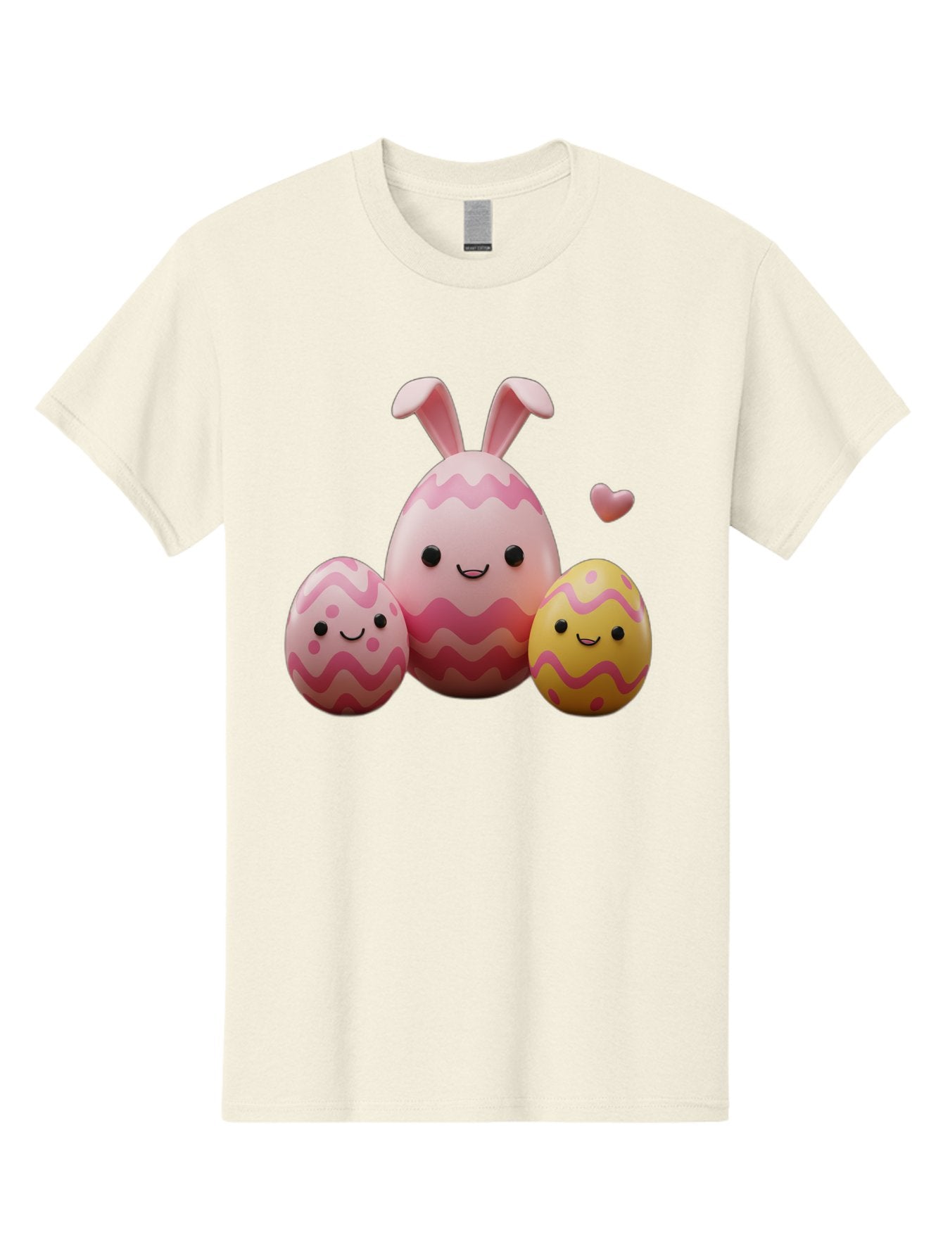 Easter-Eggs-With-Bunny-Ears-1 Men'S Graphic Tee, 100% Cotton, Comfortable Casual Summer Wear, Machine Washable, Easter Eggs, Cartoon Eggs, Happy Easter, Easter Bunny, Pink Eggs, Yellow Eggs, Cute Eggs, Smiling Faces, Pink Hearts, Baa623 8
