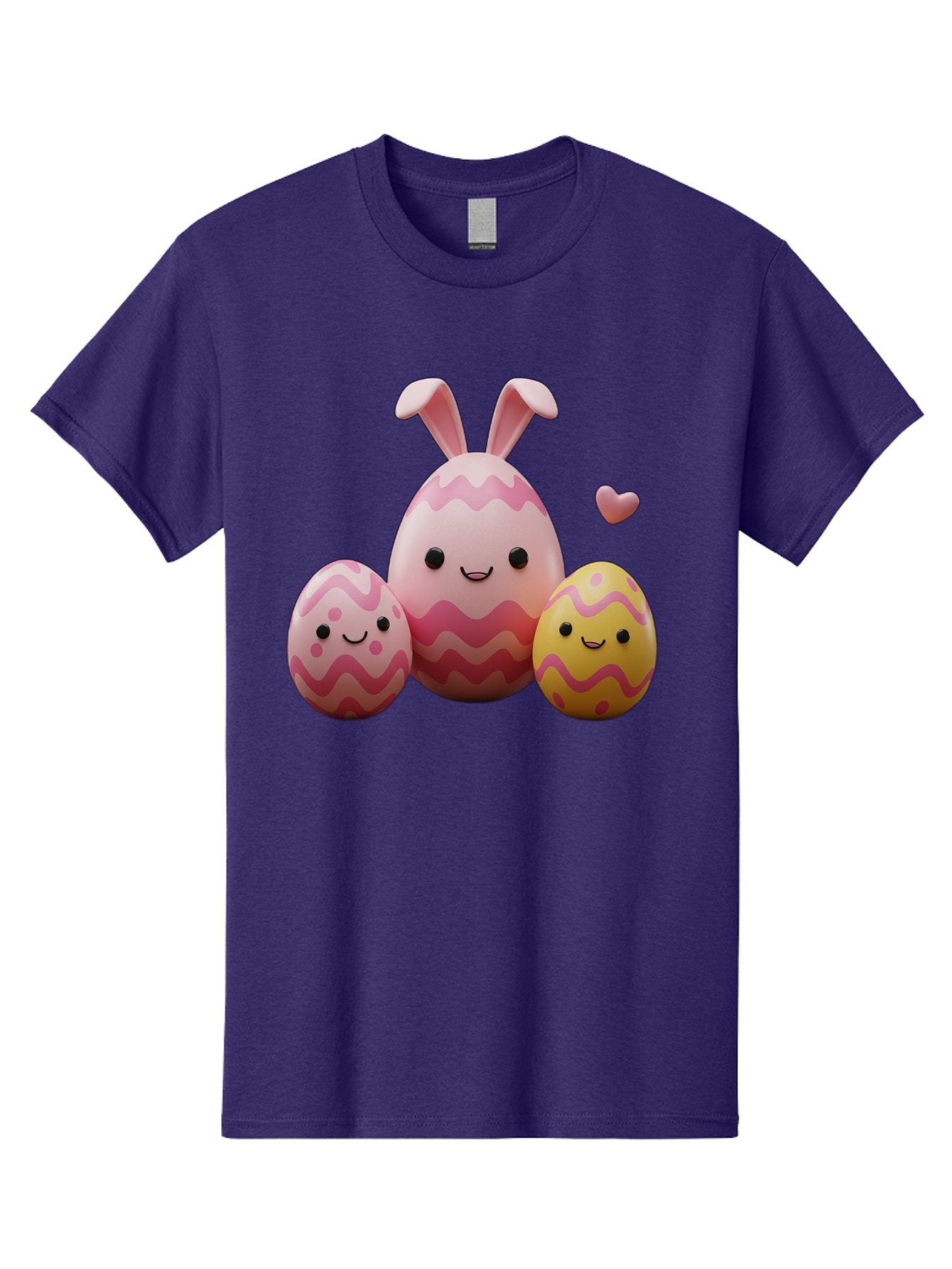 Easter-Eggs-With-Bunny-Ears-1 Men'S Graphic Tee, 100% Cotton, Comfortable Casual Summer Wear, Machine Washable, Easter Eggs, Cartoon Eggs, Happy Easter, Easter Bunny, Pink Eggs, Yellow Eggs, Cute Eggs, Smiling Faces, Pink Hearts, Baa623 10