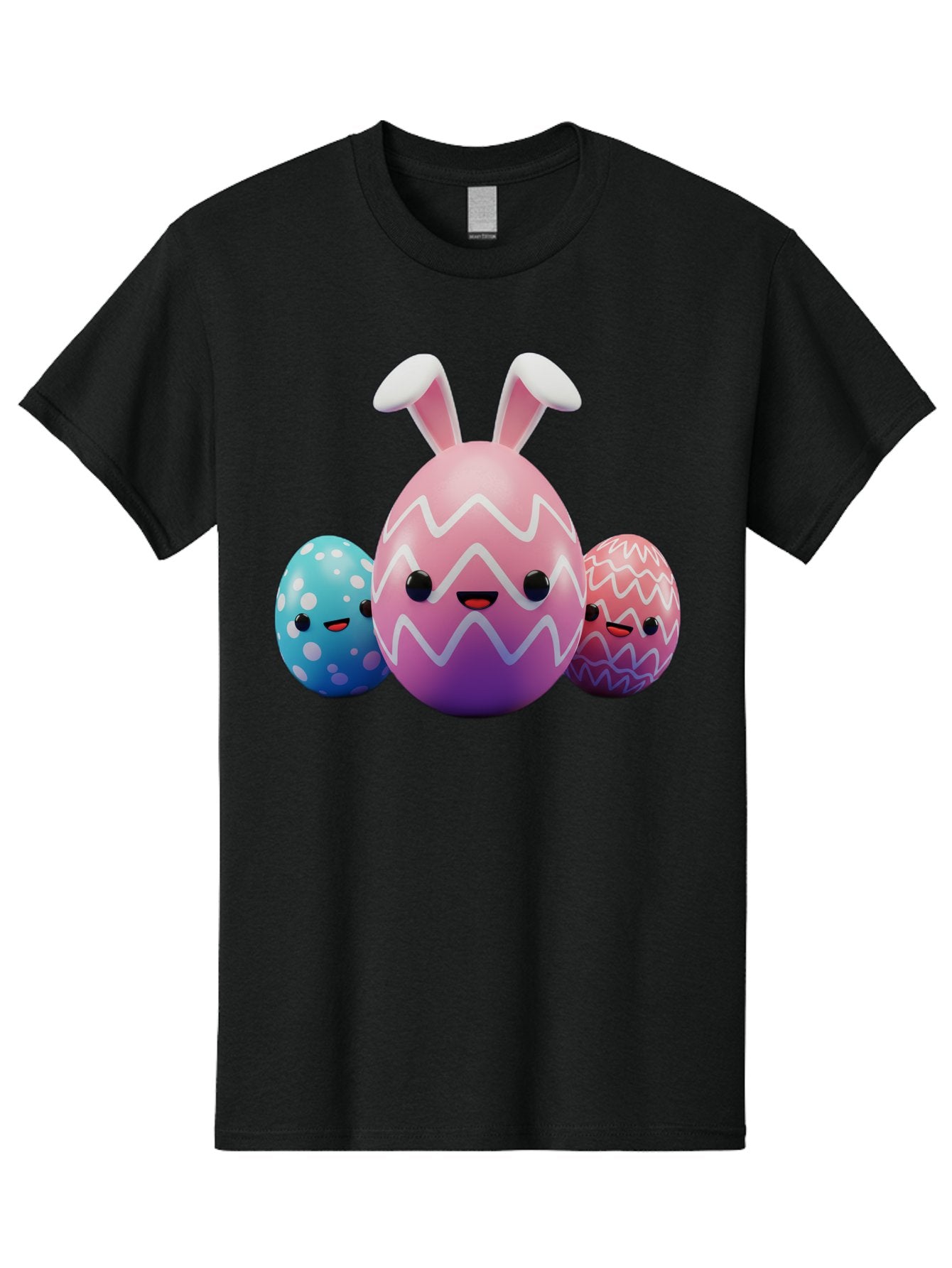 Easter-Eggs-With-Bunny-Ears Men'S Graphic Tee, 100% Cotton, Comfortable Casual Summer Wear, Machine Washable, Easter Eggs, Colorful Eggs, Decorated Eggs, Festive Eggs, Egg Hunt, Spring Season, Pastel Colors, Cute Eggs, Easter Celebration, Baa624 3