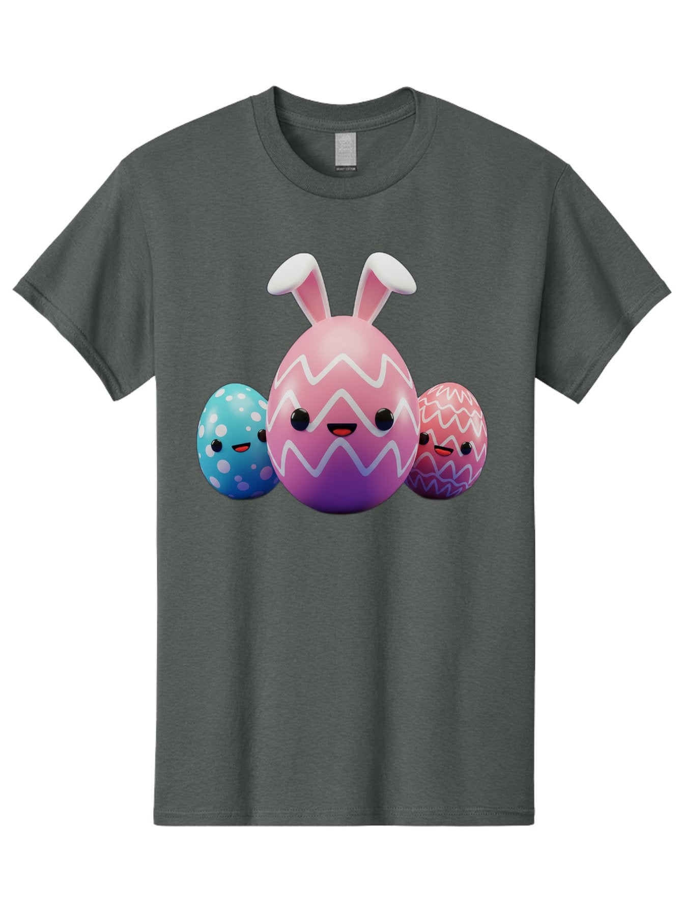 Easter-Eggs-With-Bunny-Ears Men'S Graphic Tee, 100% Cotton, Comfortable Casual Summer Wear, Machine Washable, Easter Eggs, Colorful Eggs, Decorated Eggs, Festive Eggs, Egg Hunt, Spring Season, Pastel Colors, Cute Eggs, Easter Celebration, Baa624 6