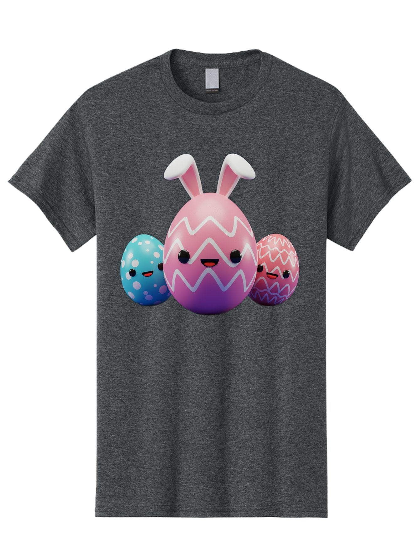 Easter-Eggs-With-Bunny-Ears Men'S Graphic Tee, 100% Cotton, Comfortable Casual Summer Wear, Machine Washable, Easter Eggs, Colorful Eggs, Decorated Eggs, Festive Eggs, Egg Hunt, Spring Season, Pastel Colors, Cute Eggs, Easter Celebration, Baa624 13