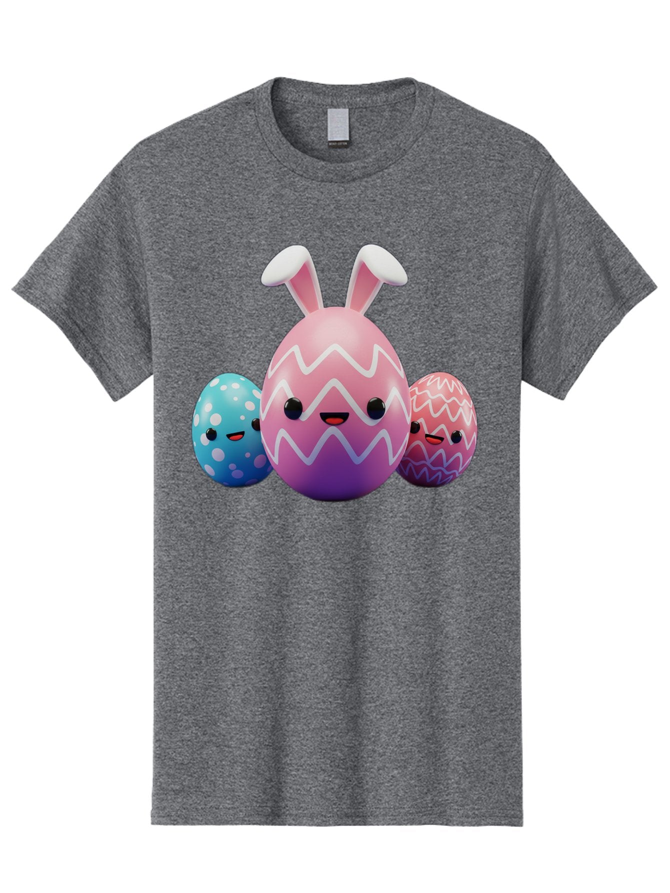 Easter-Eggs-With-Bunny-Ears Men'S Graphic Tee, 100% Cotton, Comfortable Casual Summer Wear, Machine Washable, Easter Eggs, Colorful Eggs, Decorated Eggs, Festive Eggs, Egg Hunt, Spring Season, Pastel Colors, Cute Eggs, Easter Celebration, Baa624 14