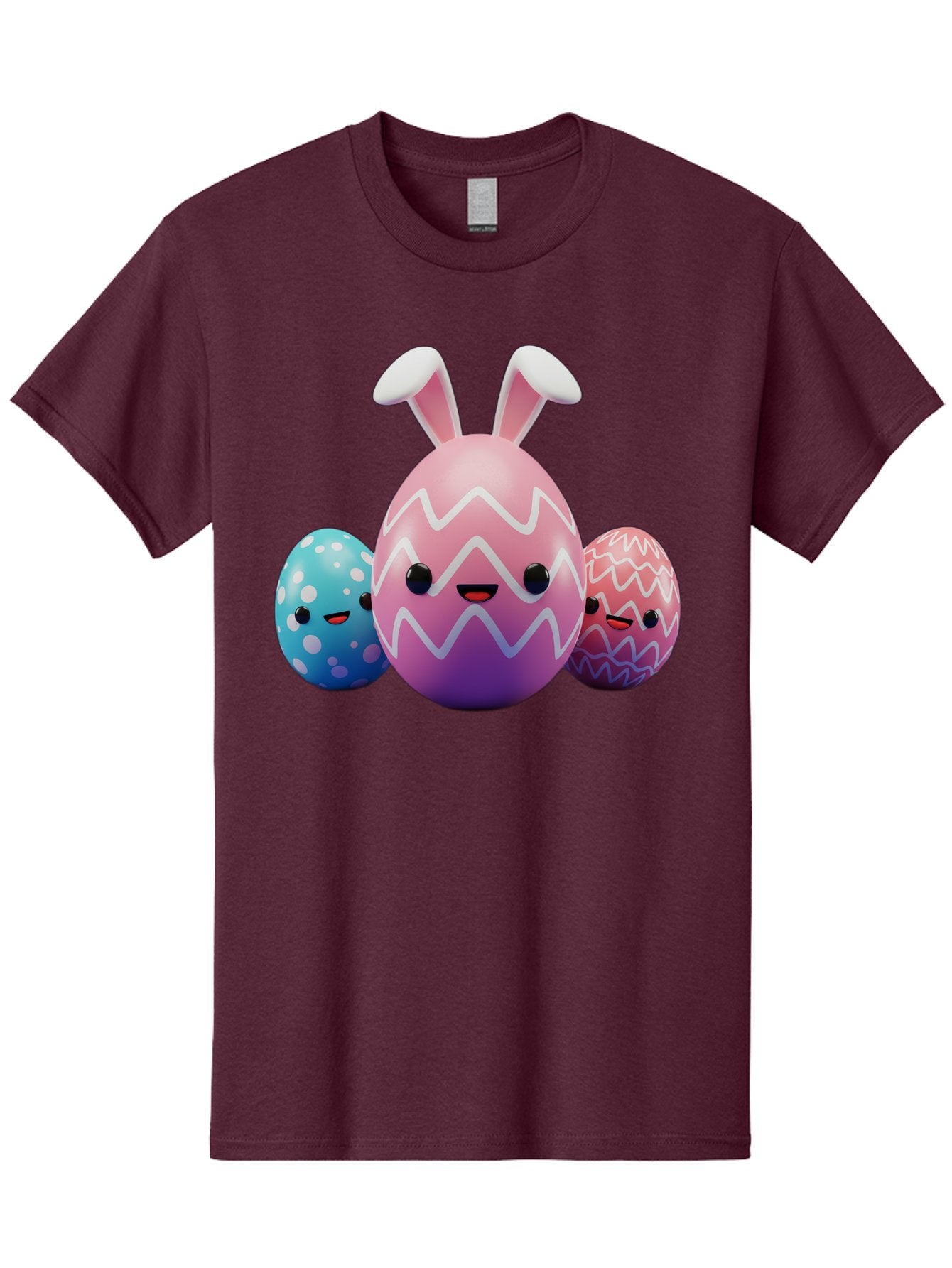 Easter-Eggs-With-Bunny-Ears Men'S Graphic Tee, 100% Cotton, Comfortable Casual Summer Wear, Machine Washable, Easter Eggs, Colorful Eggs, Decorated Eggs, Festive Eggs, Egg Hunt, Spring Season, Pastel Colors, Cute Eggs, Easter Celebration, Baa624 5