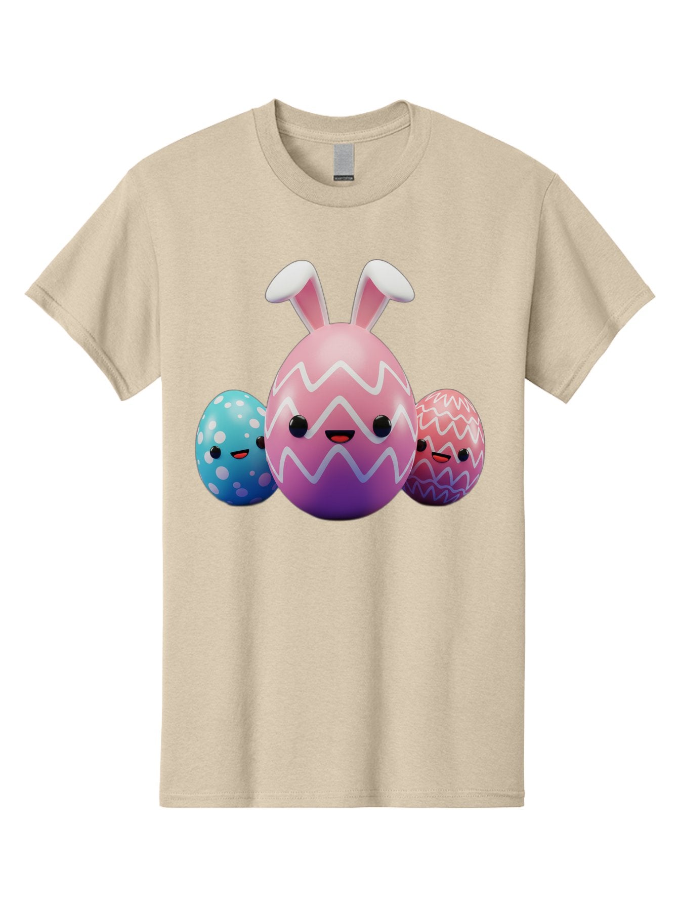 Easter-Eggs-With-Bunny-Ears Men'S Graphic Tee, 100% Cotton, Comfortable Casual Summer Wear, Machine Washable, Easter Eggs, Colorful Eggs, Decorated Eggs, Festive Eggs, Egg Hunt, Spring Season, Pastel Colors, Cute Eggs, Easter Celebration, Baa624 4