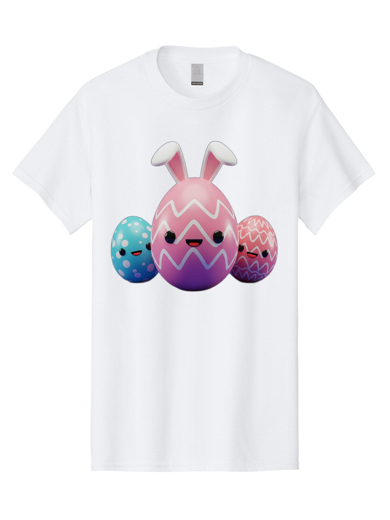 Easter-Eggs-With-Bunny-Ears Men'S Graphic Tee, 100% Cotton, Comfortable Casual Summer Wear, Machine Washable, Easter Eggs, Colorful Eggs, Decorated Eggs, Festive Eggs, Egg Hunt, Spring Season, Pastel Colors, Cute Eggs, Easter Celebration, Baa624 12