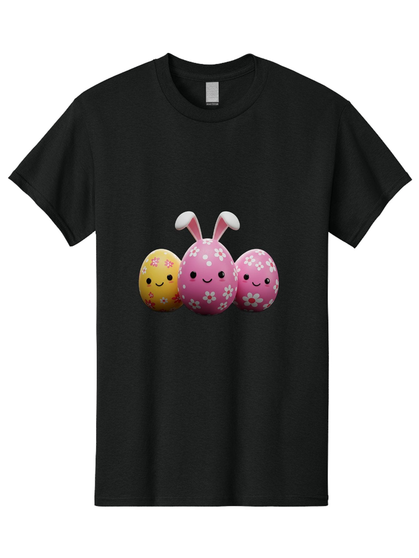 Easter-Eggs-With-Flowers Men'S Graphic Tee, 100% Cotton, Comfortable Casual Summer Wear, Machine Washable, Easter Eggs, Floral Patterns, Cute Characters, Smiling Faces, Bunny Ears, Pastel Colors, Happy Easter, Spring Decorations, Baa625 14