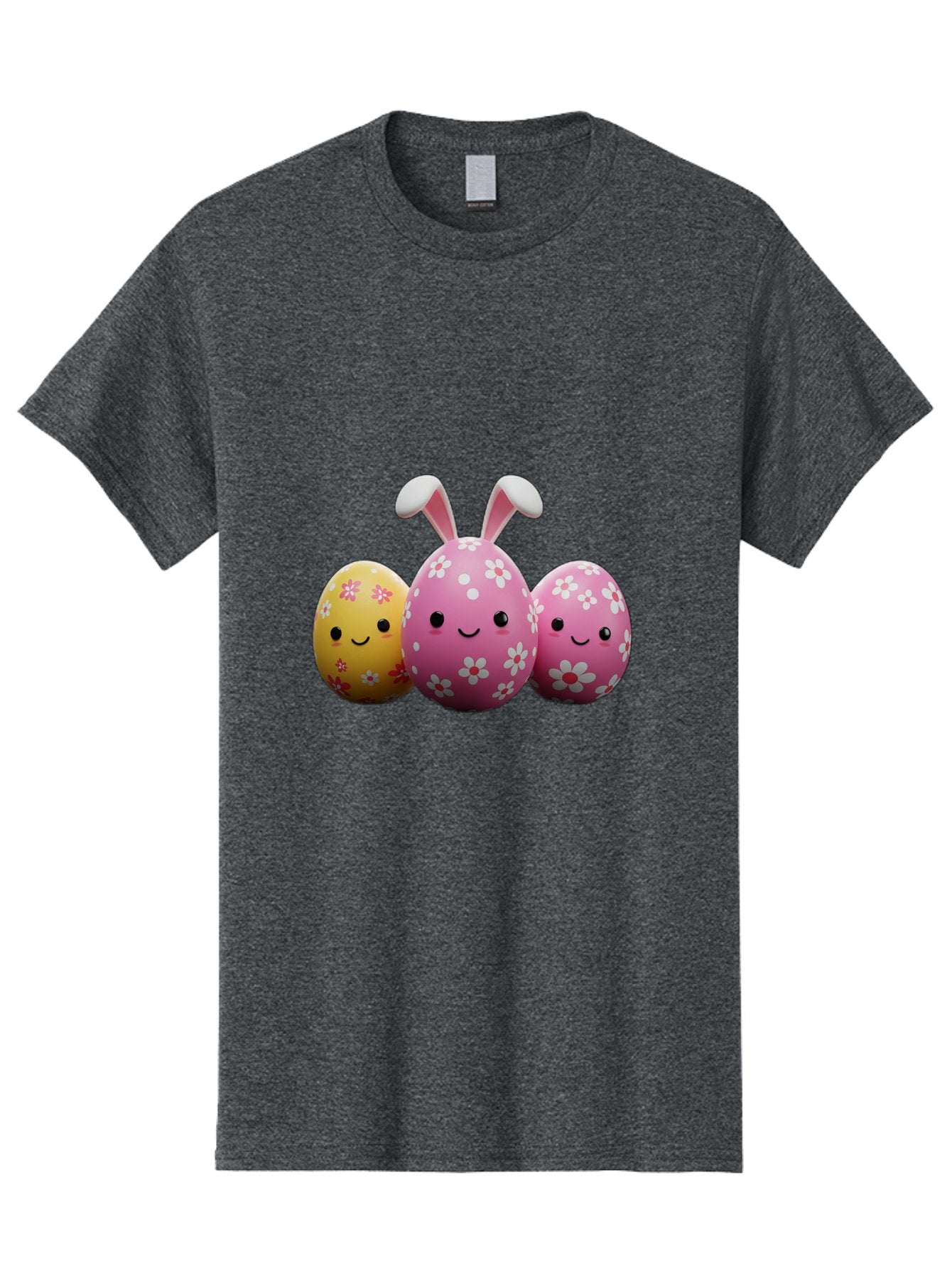 Easter-Eggs-With-Flowers Men'S Graphic Tee, 100% Cotton, Comfortable Casual Summer Wear, Machine Washable, Easter Eggs, Floral Patterns, Cute Characters, Smiling Faces, Bunny Ears, Pastel Colors, Happy Easter, Spring Decorations, Baa625 4