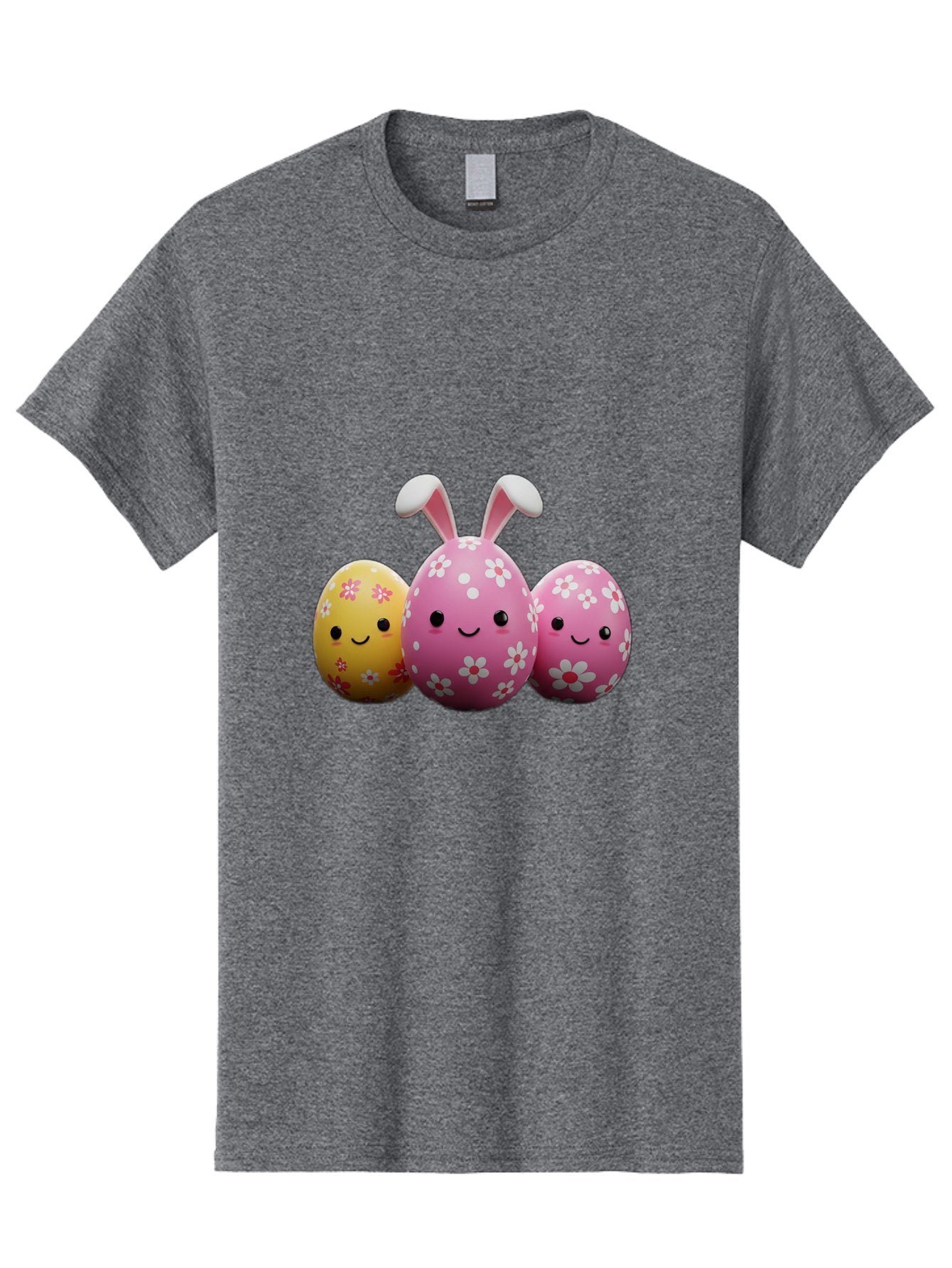 Easter-Eggs-With-Flowers Men'S Graphic Tee, 100% Cotton, Comfortable Casual Summer Wear, Machine Washable, Easter Eggs, Floral Patterns, Cute Characters, Smiling Faces, Bunny Ears, Pastel Colors, Happy Easter, Spring Decorations, Baa625 6