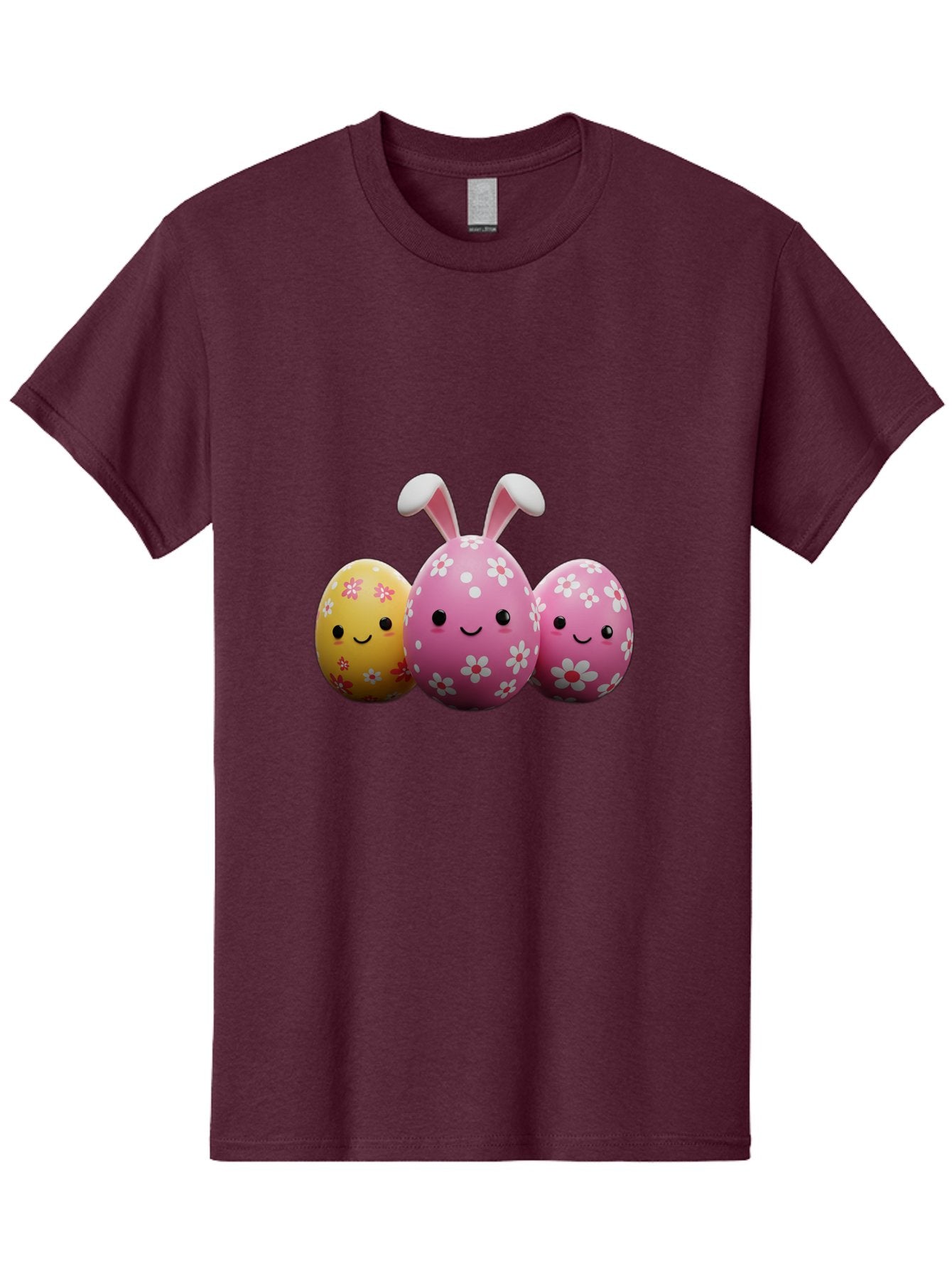 Easter-Eggs-With-Flowers Men'S Graphic Tee, 100% Cotton, Comfortable Casual Summer Wear, Machine Washable, Easter Eggs, Floral Patterns, Cute Characters, Smiling Faces, Bunny Ears, Pastel Colors, Happy Easter, Spring Decorations, Baa625 9