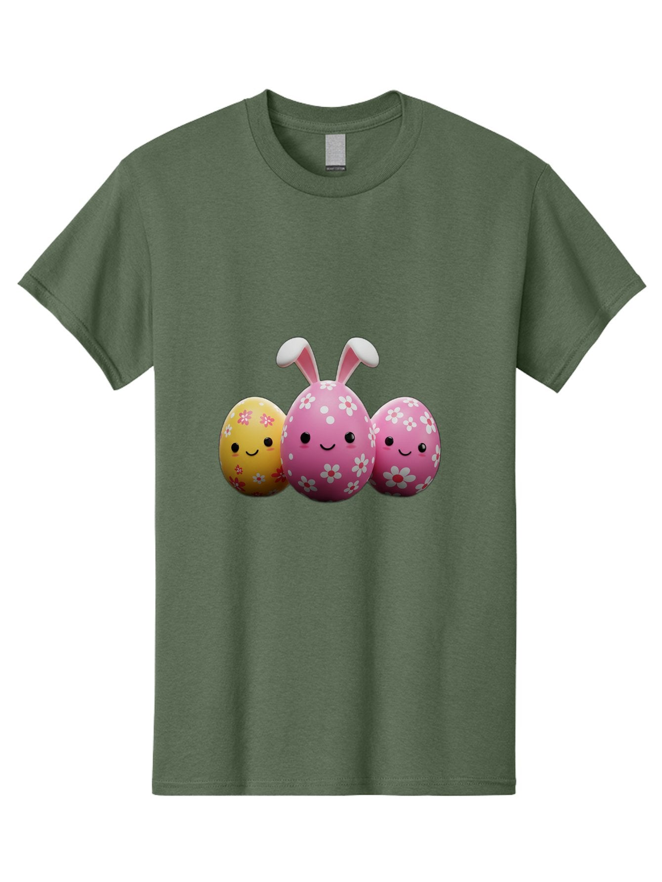 Easter-Eggs-With-Flowers Men'S Graphic Tee, 100% Cotton, Comfortable Casual Summer Wear, Machine Washable, Easter Eggs, Floral Patterns, Cute Characters, Smiling Faces, Bunny Ears, Pastel Colors, Happy Easter, Spring Decorations, Baa625 8