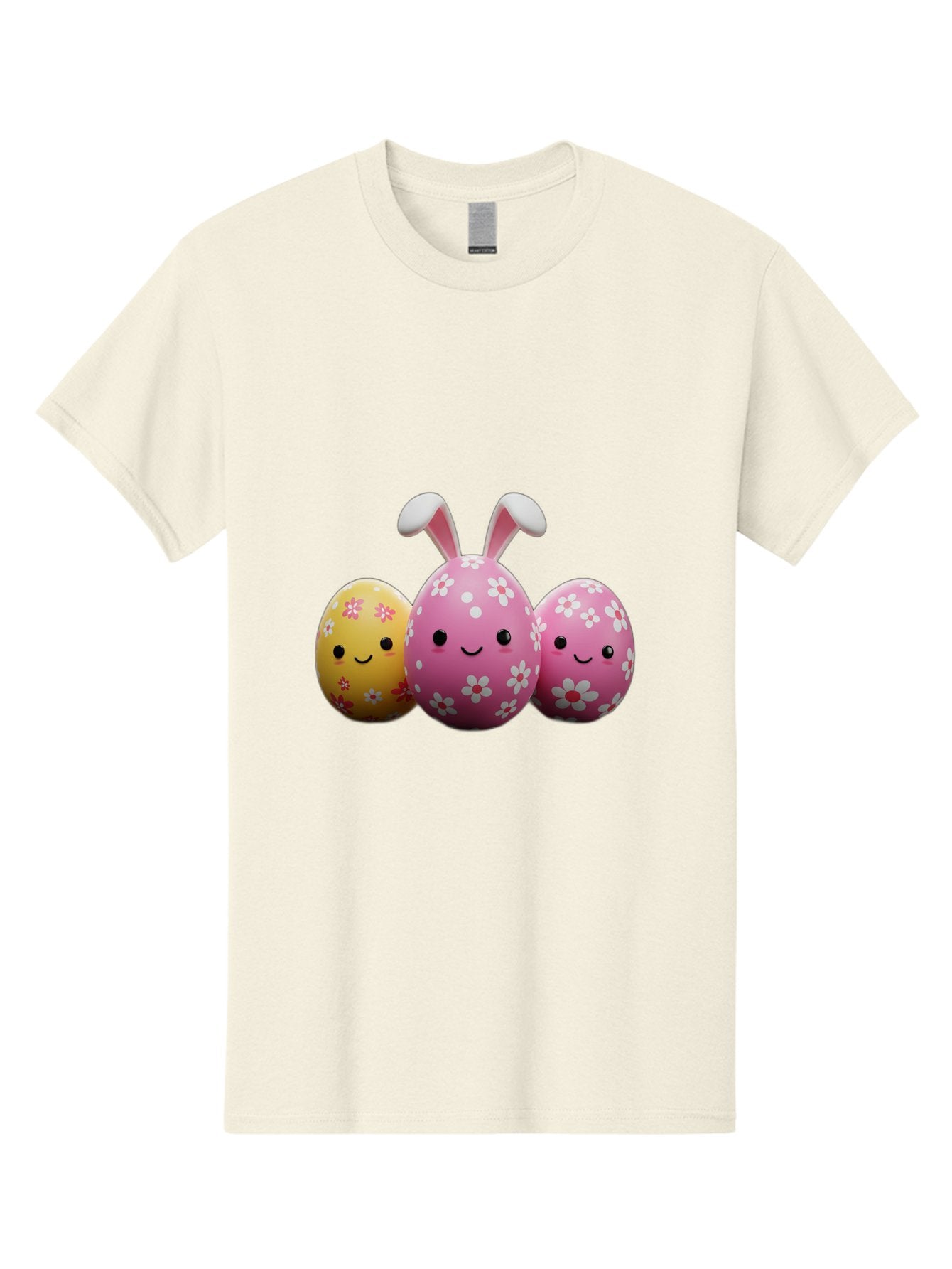 Easter-Eggs-With-Flowers Men'S Graphic Tee, 100% Cotton, Comfortable Casual Summer Wear, Machine Washable, Easter Eggs, Floral Patterns, Cute Characters, Smiling Faces, Bunny Ears, Pastel Colors, Happy Easter, Spring Decorations, Baa625 7