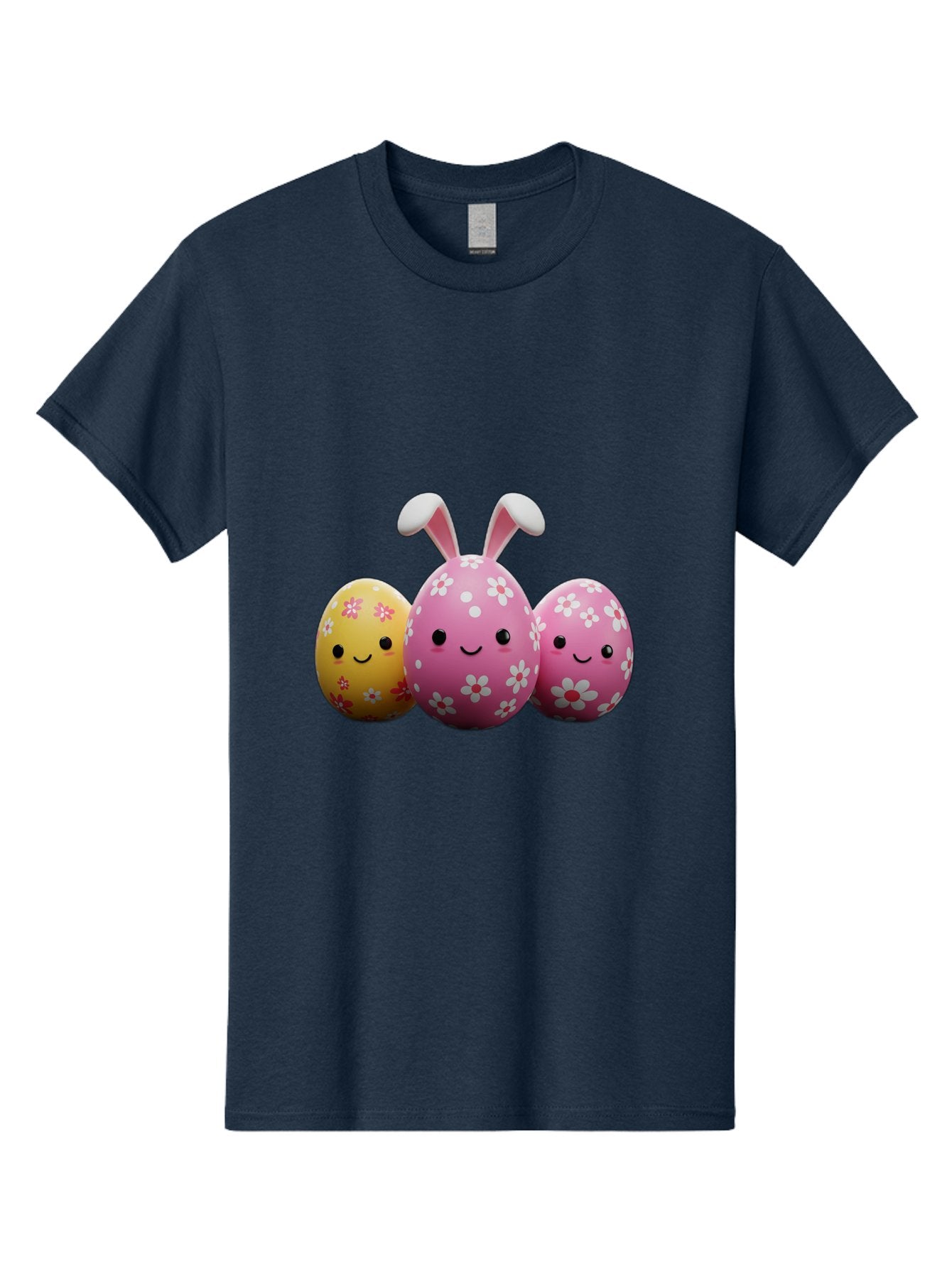 Easter-Eggs-With-Flowers Men'S Graphic Tee, 100% Cotton, Comfortable Casual Summer Wear, Machine Washable, Easter Eggs, Floral Patterns, Cute Characters, Smiling Faces, Bunny Ears, Pastel Colors, Happy Easter, Spring Decorations, Baa625 15