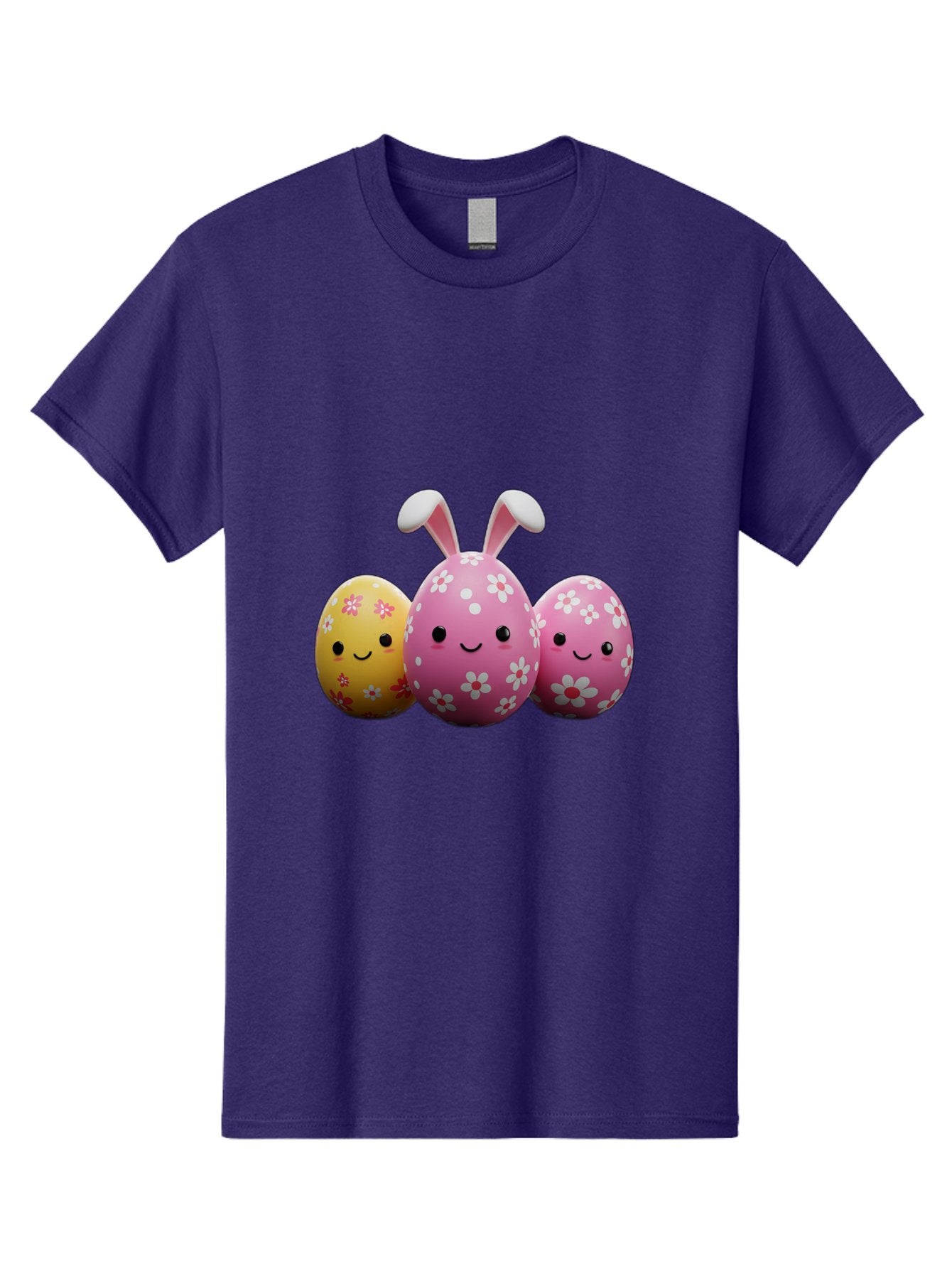 Easter-Eggs-With-Flowers Men'S Graphic Tee, 100% Cotton, Comfortable Casual Summer Wear, Machine Washable, Easter Eggs, Floral Patterns, Cute Characters, Smiling Faces, Bunny Ears, Pastel Colors, Happy Easter, Spring Decorations, Baa625 11