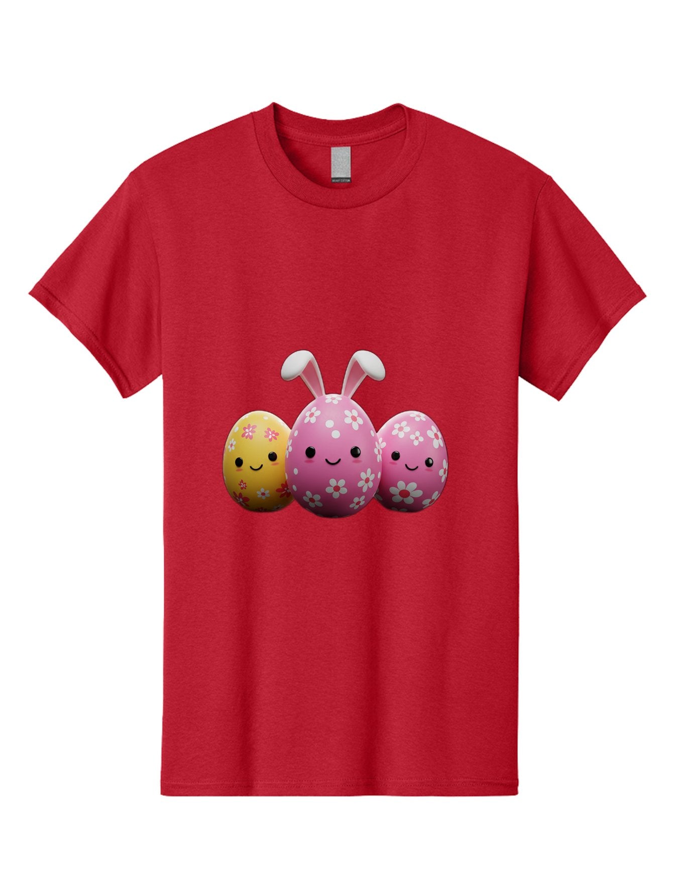 Easter-Eggs-With-Flowers Men'S Graphic Tee, 100% Cotton, Comfortable Casual Summer Wear, Machine Washable, Easter Eggs, Floral Patterns, Cute Characters, Smiling Faces, Bunny Ears, Pastel Colors, Happy Easter, Spring Decorations, Baa625 13