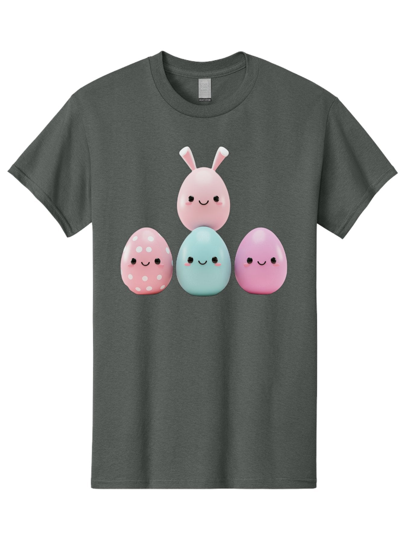 Easter-Eggs Men'S Graphic Tee, 100% Cotton, Comfortable Casual Summer Wear, Machine Washable, Easter Eggs, Cartoon Eggs, Smiling Eggs, Pastel Colors, Decorative Eggs, Easter Theme, Cute Eggs, Egg Characters, Digital Illustration, Baa626 3