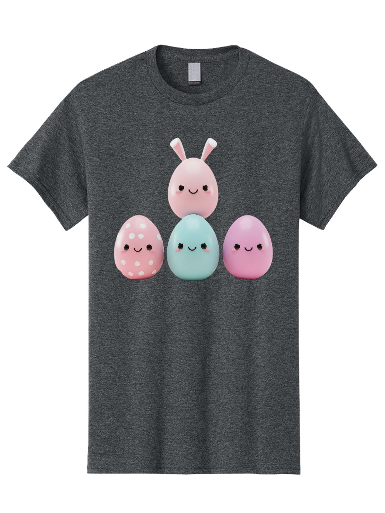 Easter-Eggs Men'S Graphic Tee, 100% Cotton, Comfortable Casual Summer Wear, Machine Washable, Easter Eggs, Cartoon Eggs, Smiling Eggs, Pastel Colors, Decorative Eggs, Easter Theme, Cute Eggs, Egg Characters, Digital Illustration, Baa626 4