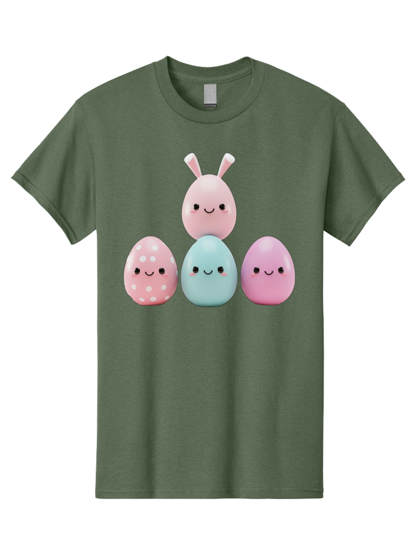 Easter-Eggs Men'S Graphic Tee, 100% Cotton, Comfortable Casual Summer Wear, Machine Washable, Easter Eggs, Cartoon Eggs, Smiling Eggs, Pastel Colors, Decorative Eggs, Easter Theme, Cute Eggs, Egg Characters, Digital Illustration, Baa626 5