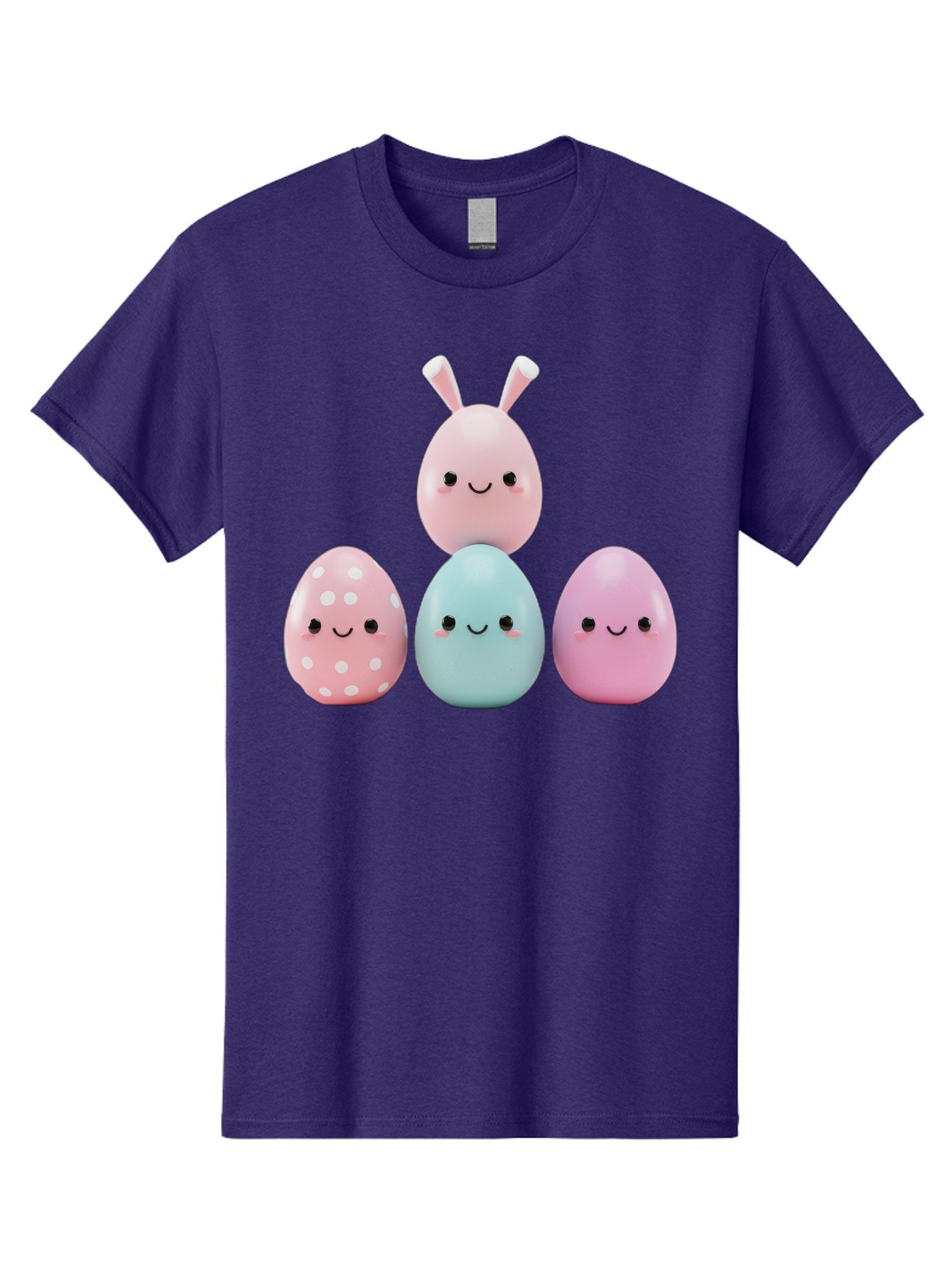 Easter-Eggs Men'S Graphic Tee, 100% Cotton, Comfortable Casual Summer Wear, Machine Washable, Easter Eggs, Cartoon Eggs, Smiling Eggs, Pastel Colors, Decorative Eggs, Easter Theme, Cute Eggs, Egg Characters, Digital Illustration, Baa626 9