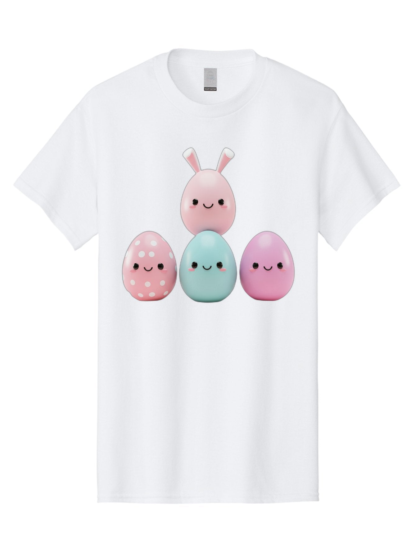 Easter-Eggs Men'S Graphic Tee, 100% Cotton, Comfortable Casual Summer Wear, Machine Washable, Easter Eggs, Cartoon Eggs, Smiling Eggs, Pastel Colors, Decorative Eggs, Easter Theme, Cute Eggs, Egg Characters, Digital Illustration, Baa626 6