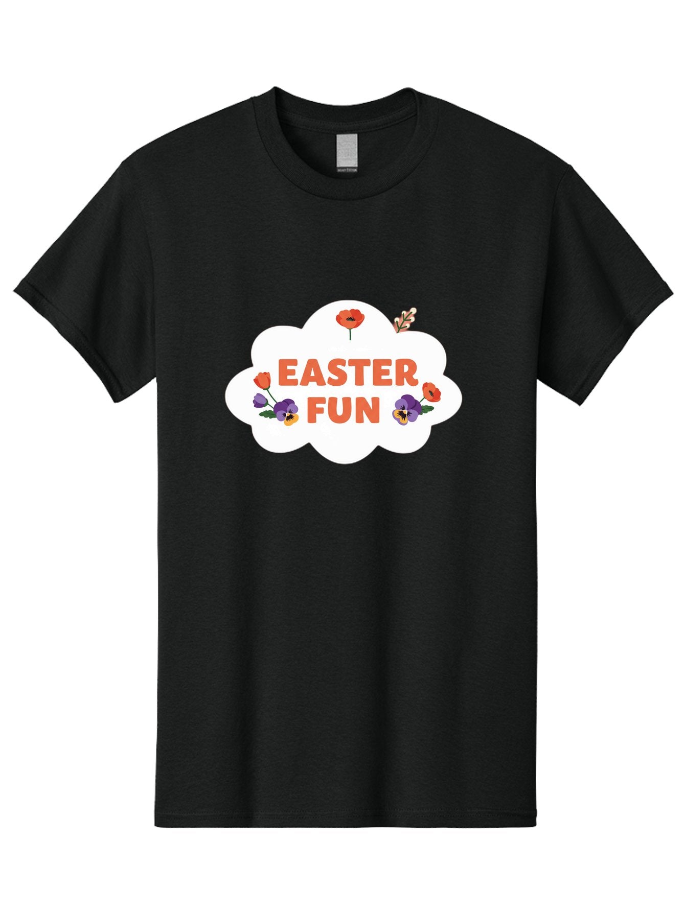 Easter-Fun Men'S Graphic Tee, 100% Cotton, Comfortable Casual Summer Wear, Machine Washable, Easter Celebration, Spring Flowers, Vibrant Colors, Floral Decorations, Easter Joy, Festive Atmosphere, Cartoon Style, Poppy Flowers, Easter Fun Baa627 3