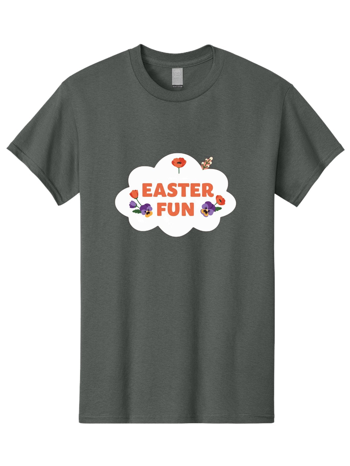 Easter-Fun Men'S Graphic Tee, 100% Cotton, Comfortable Casual Summer Wear, Machine Washable, Easter Celebration, Spring Flowers, Vibrant Colors, Floral Decorations, Easter Joy, Festive Atmosphere, Cartoon Style, Poppy Flowers, Easter Fun Baa627 10