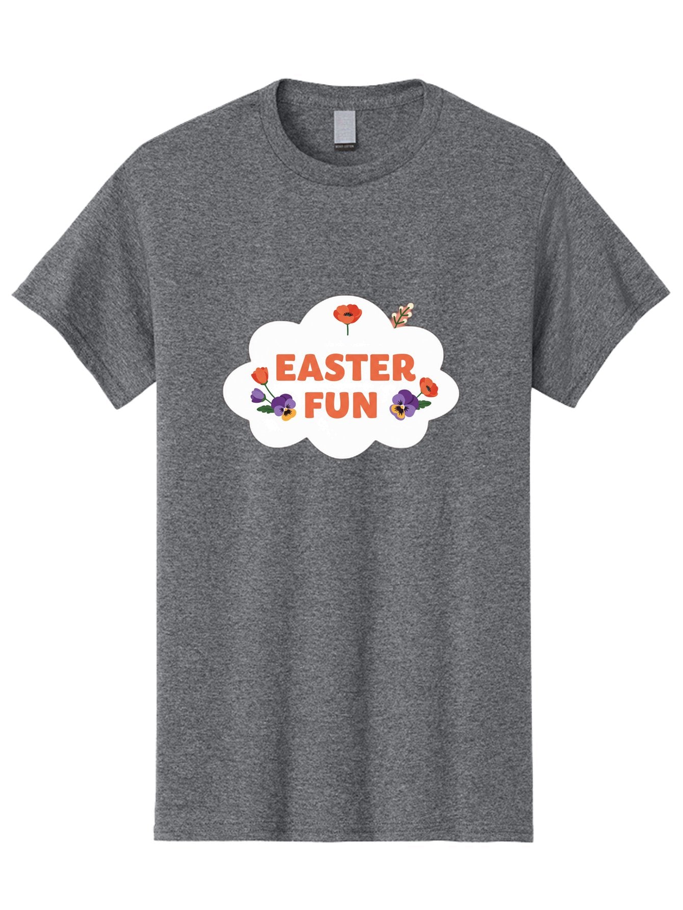 Easter-Fun Men'S Graphic Tee, 100% Cotton, Comfortable Casual Summer Wear, Machine Washable, Easter Celebration, Spring Flowers, Vibrant Colors, Floral Decorations, Easter Joy, Festive Atmosphere, Cartoon Style, Poppy Flowers, Easter Fun Baa627 7