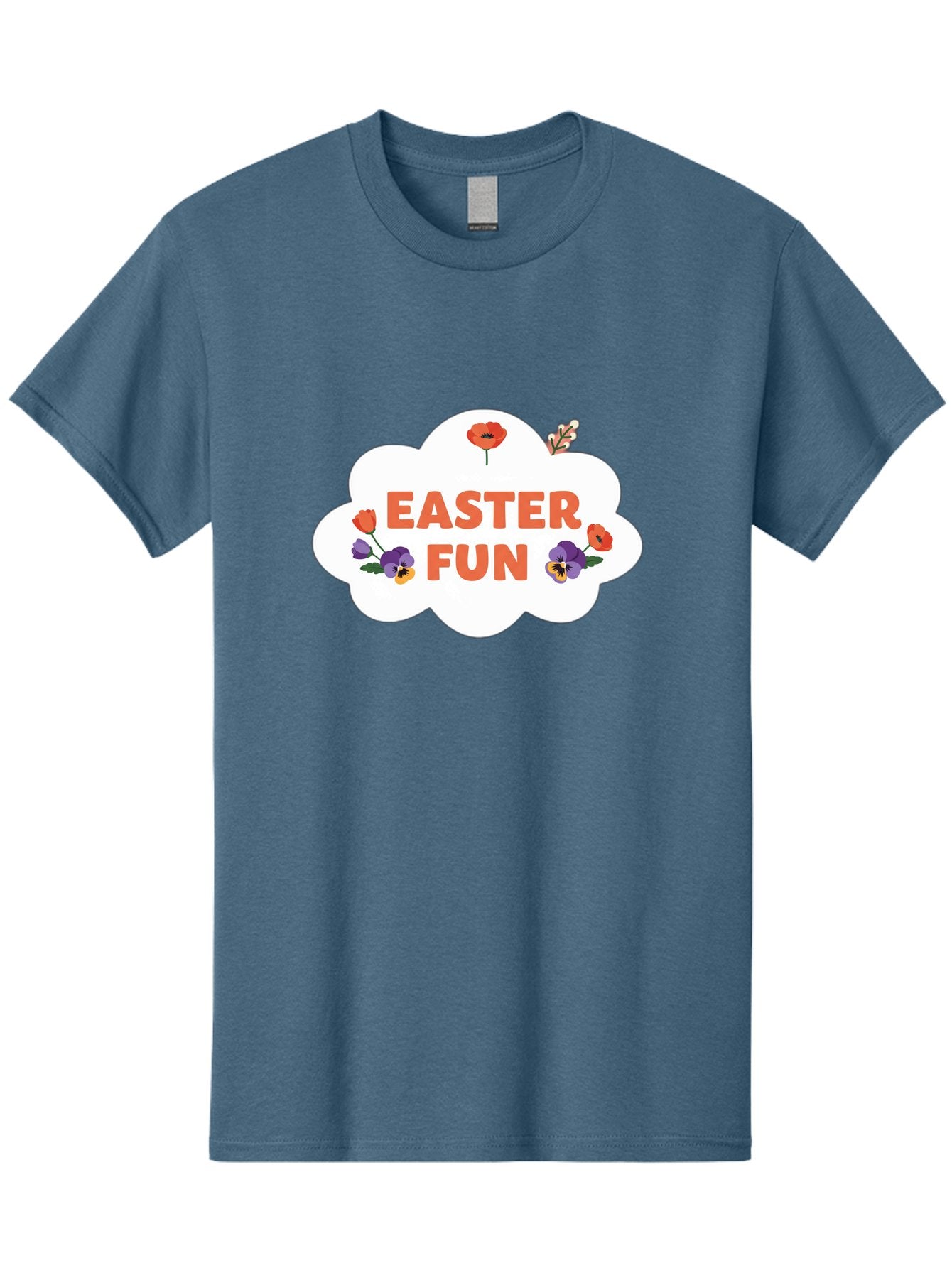 Easter-Fun Men'S Graphic Tee, 100% Cotton, Comfortable Casual Summer Wear, Machine Washable, Easter Celebration, Spring Flowers, Vibrant Colors, Floral Decorations, Easter Joy, Festive Atmosphere, Cartoon Style, Poppy Flowers, Easter Fun Baa627 4