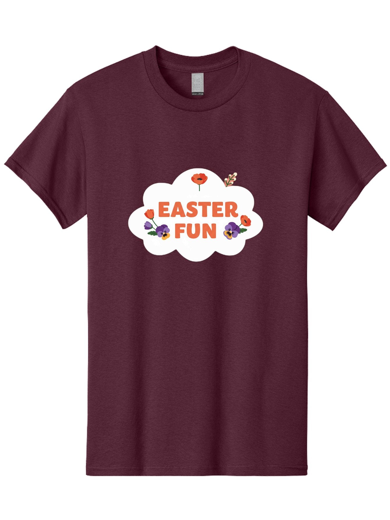 Easter-Fun Men'S Graphic Tee, 100% Cotton, Comfortable Casual Summer Wear, Machine Washable, Easter Celebration, Spring Flowers, Vibrant Colors, Floral Decorations, Easter Joy, Festive Atmosphere, Cartoon Style, Poppy Flowers, Easter Fun Baa627 8