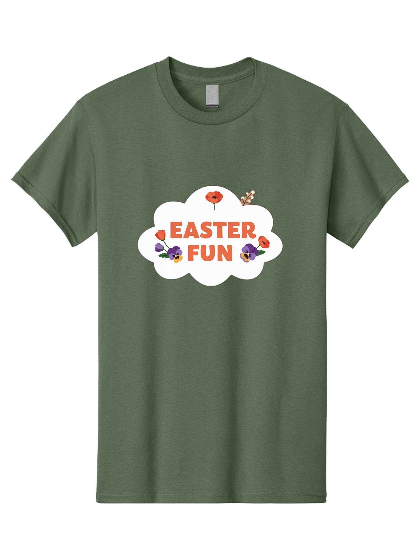 Easter-Fun Men'S Graphic Tee, 100% Cotton, Comfortable Casual Summer Wear, Machine Washable, Easter Celebration, Spring Flowers, Vibrant Colors, Floral Decorations, Easter Joy, Festive Atmosphere, Cartoon Style, Poppy Flowers, Easter Fun Baa627 11