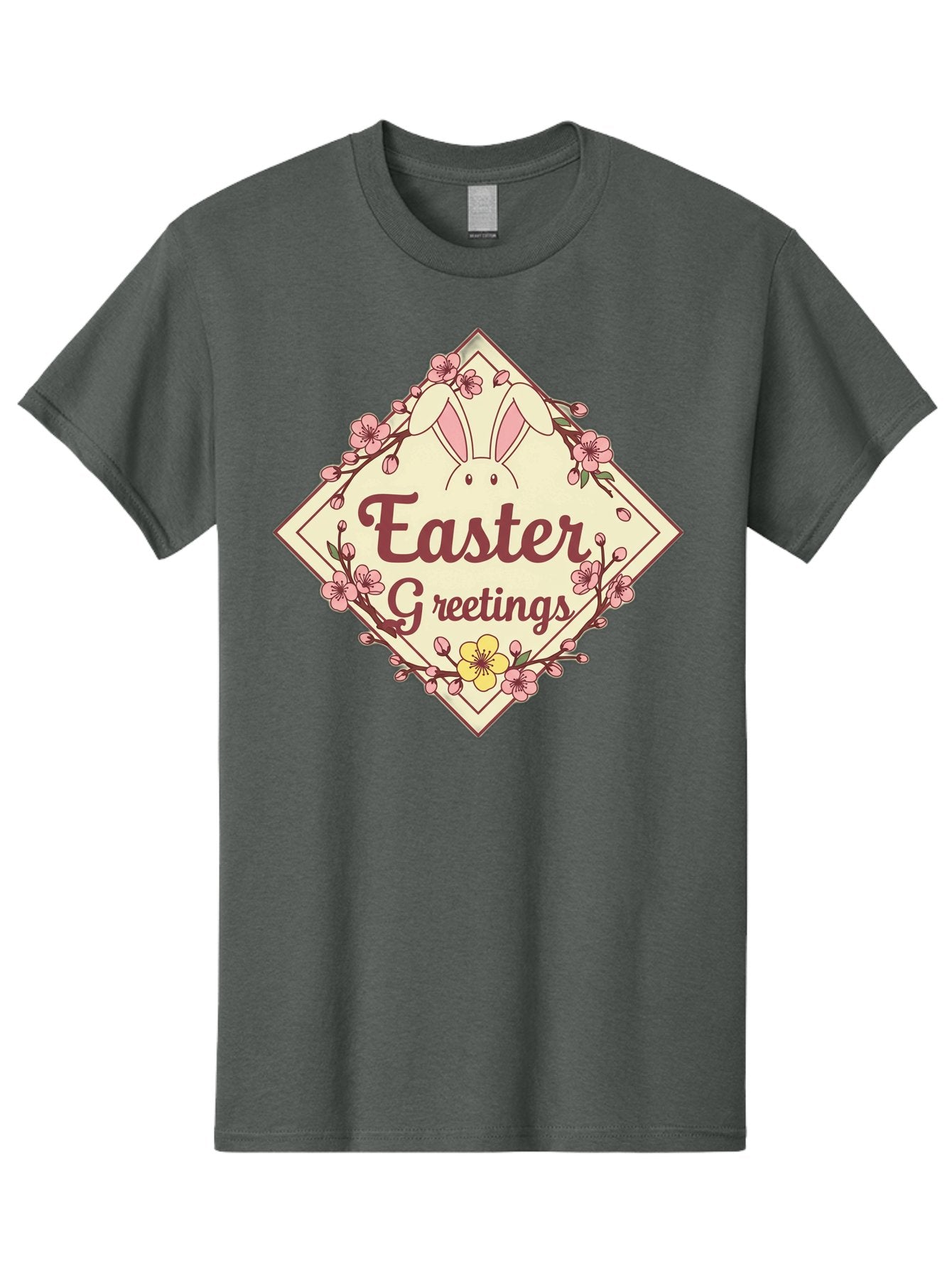 Easter-Greetings Men'S Graphic Tee, 100% Cotton, Comfortable Casual Summer Wear, Machine Washable, Easter Bunny, Easter Greetings, Floral Wreath, Pastel Colors, Spring Flowers, Easter Wishes, Festive Design Baa629 12