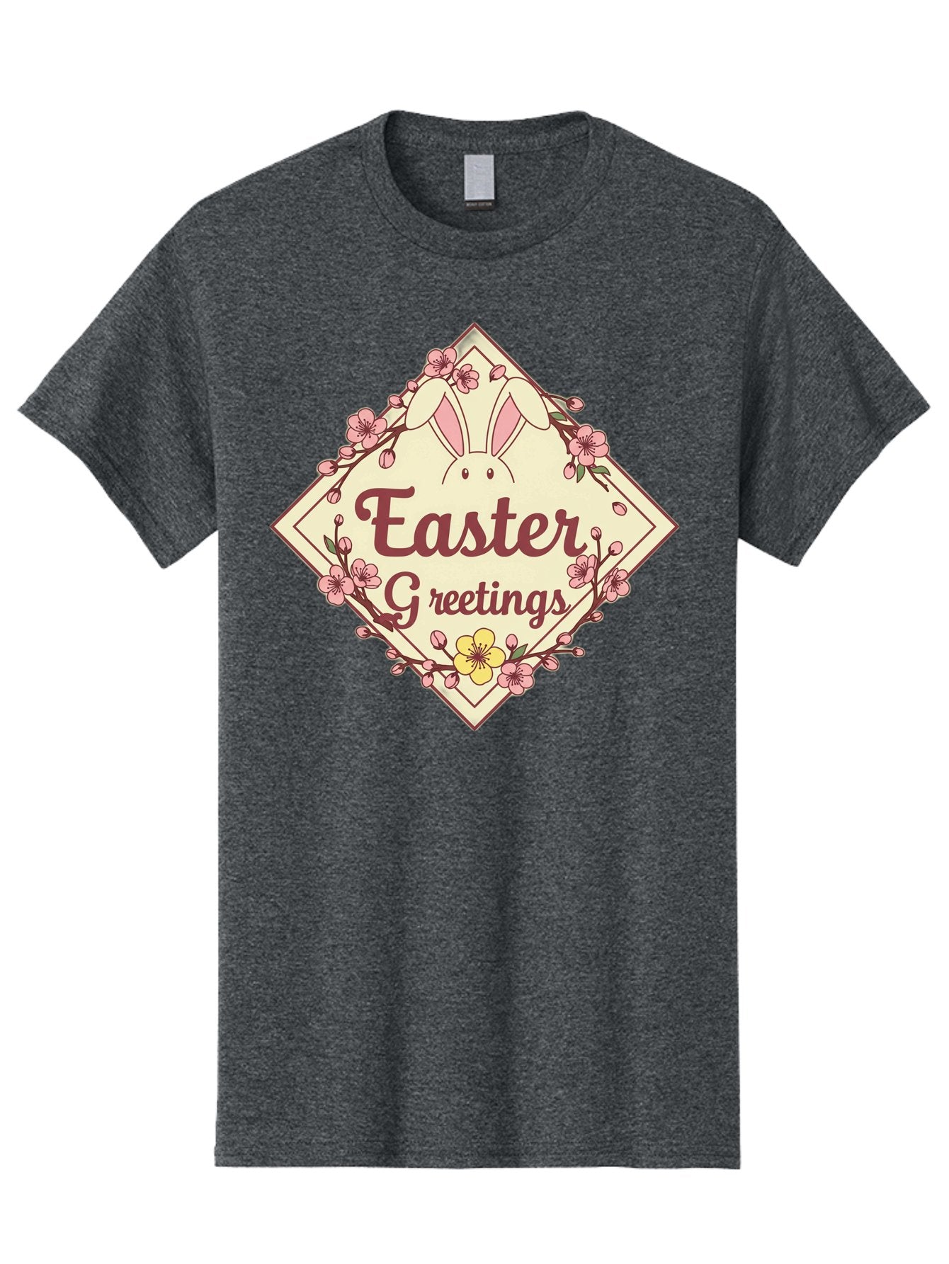 Easter-Greetings Men'S Graphic Tee, 100% Cotton, Comfortable Casual Summer Wear, Machine Washable, Easter Bunny, Easter Greetings, Floral Wreath, Pastel Colors, Spring Flowers, Easter Wishes, Festive Design Baa629 5