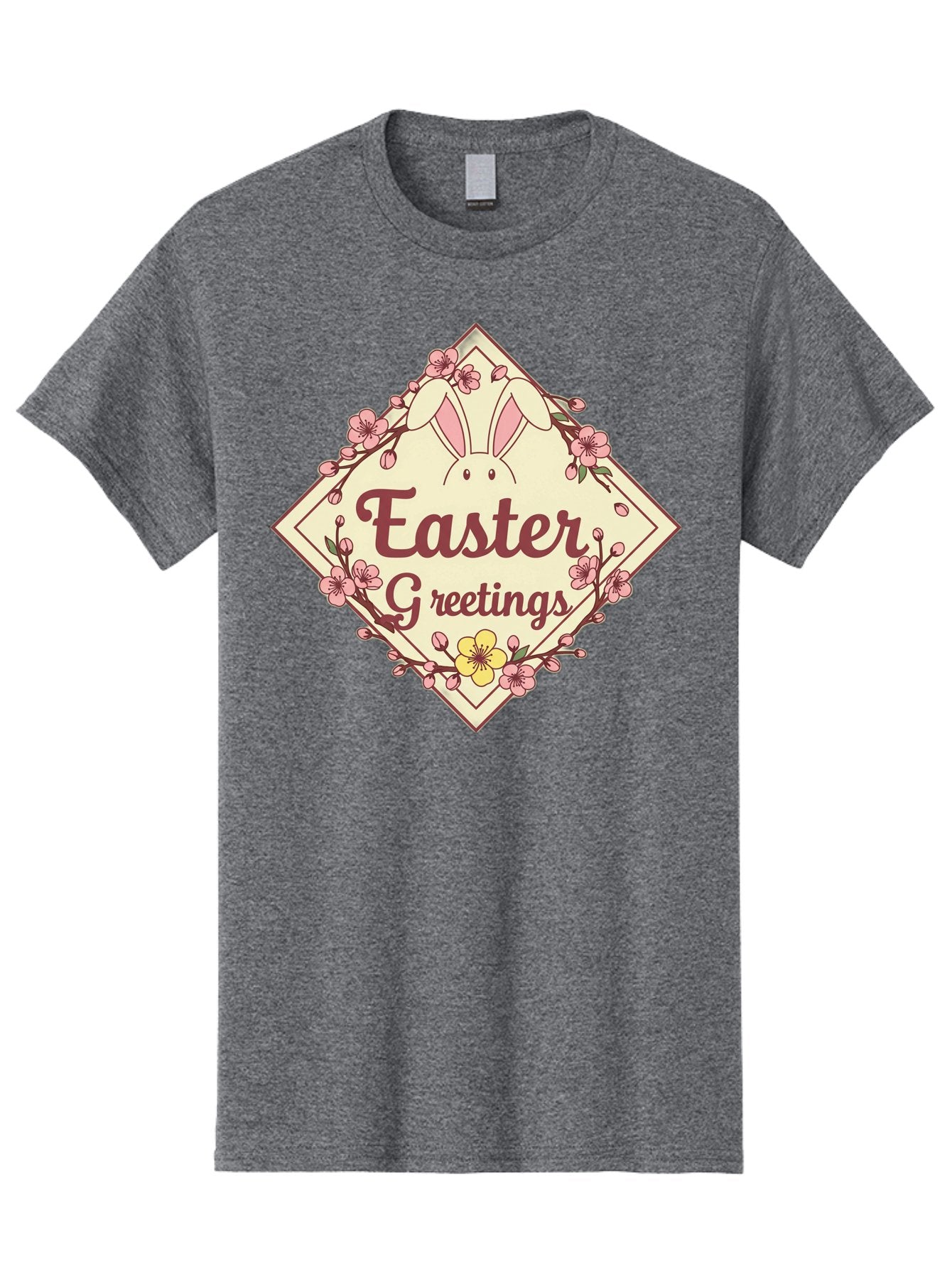 Easter-Greetings Men'S Graphic Tee, 100% Cotton, Comfortable Casual Summer Wear, Machine Washable, Easter Bunny, Easter Greetings, Floral Wreath, Pastel Colors, Spring Flowers, Easter Wishes, Festive Design Baa629 9
