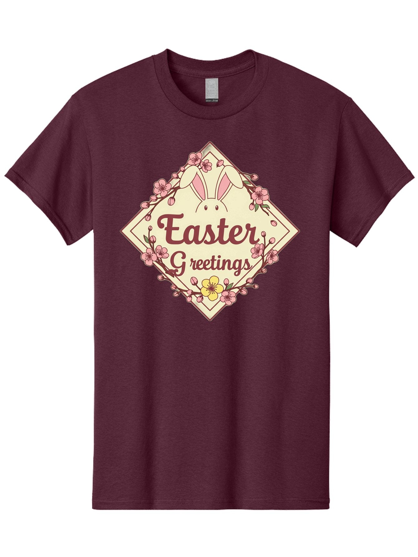 Easter-Greetings Men'S Graphic Tee, 100% Cotton, Comfortable Casual Summer Wear, Machine Washable, Easter Bunny, Easter Greetings, Floral Wreath, Pastel Colors, Spring Flowers, Easter Wishes, Festive Design Baa629 14