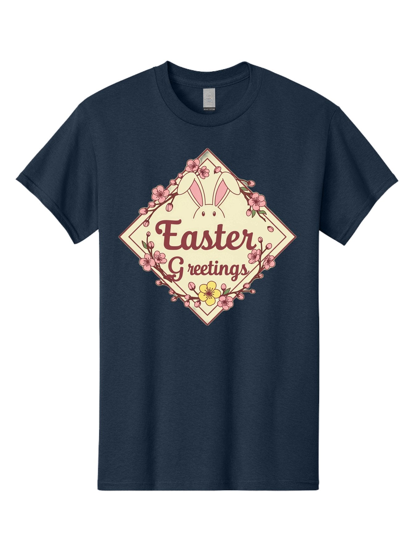 Easter-Greetings Men'S Graphic Tee, 100% Cotton, Comfortable Casual Summer Wear, Machine Washable, Easter Bunny, Easter Greetings, Floral Wreath, Pastel Colors, Spring Flowers, Easter Wishes, Festive Design Baa629 13